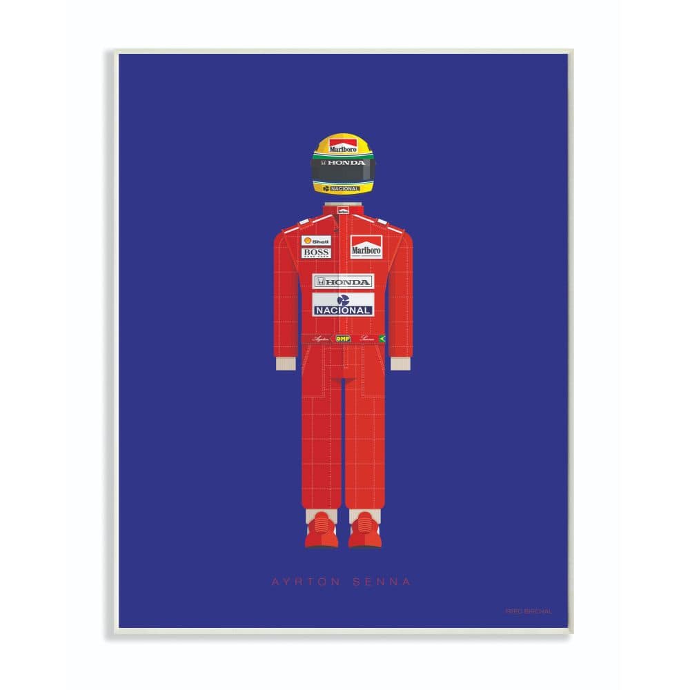 Stupell Industries Ayrton Senna Famous Fashion Design with Gray Frame Wall Accent