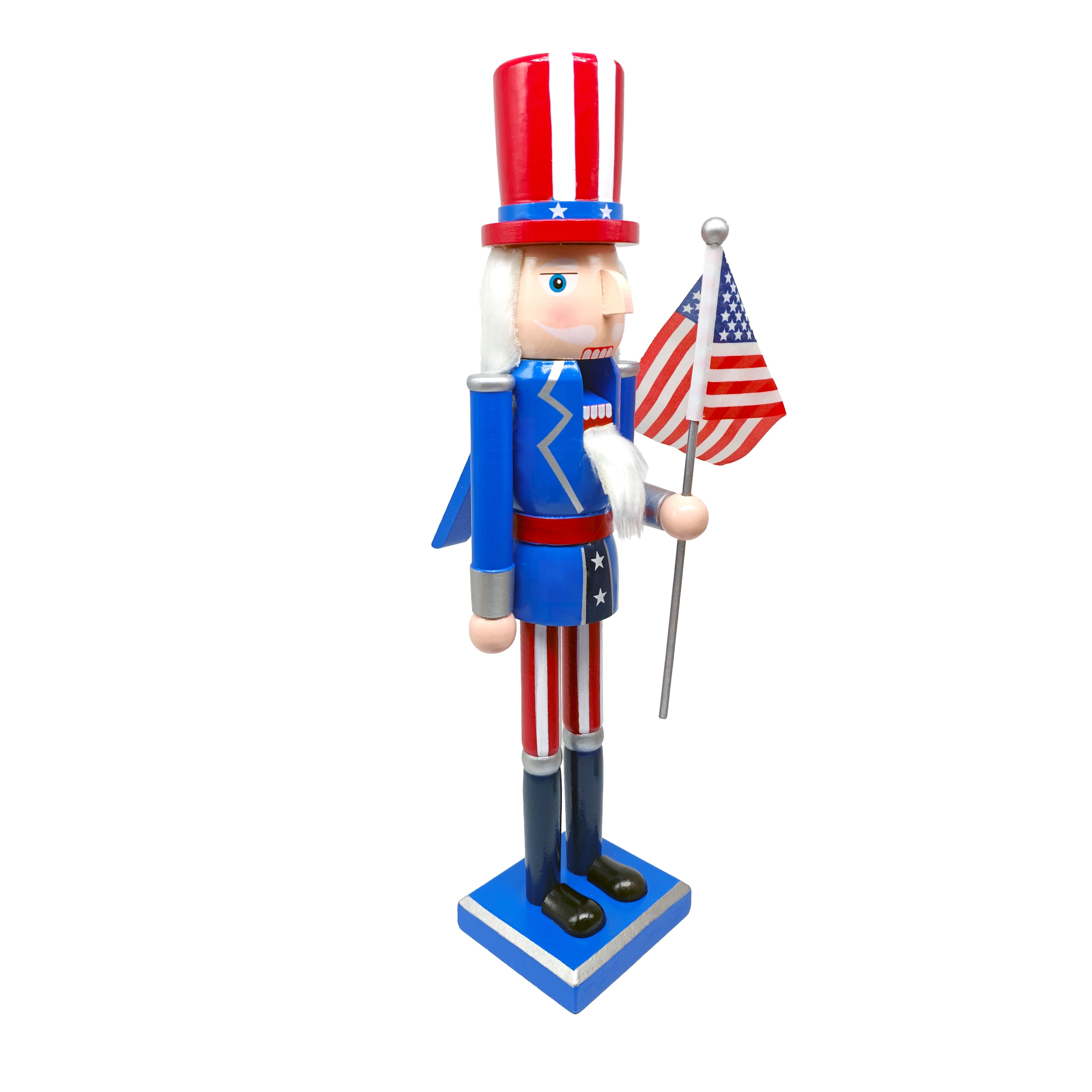 Red, White & Blue 16" Blue US Flag Wood Nutcracker Décor by Celebrate It™