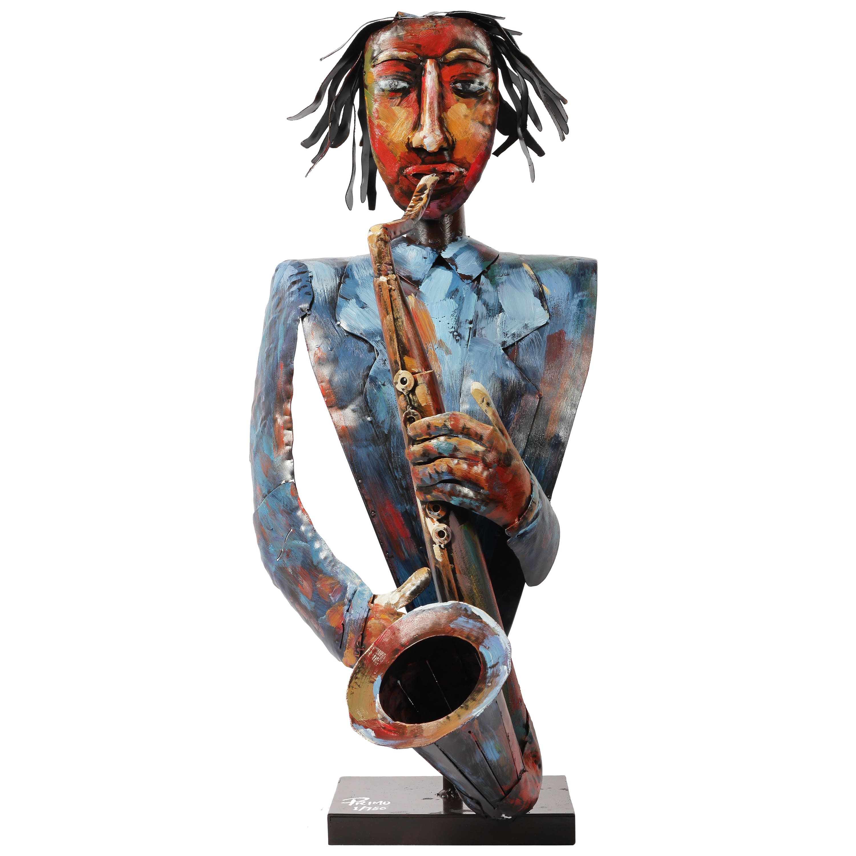 Empire Art Direct 36" The Saxophonist Iron Hand Painted Colorful Art Sculpture