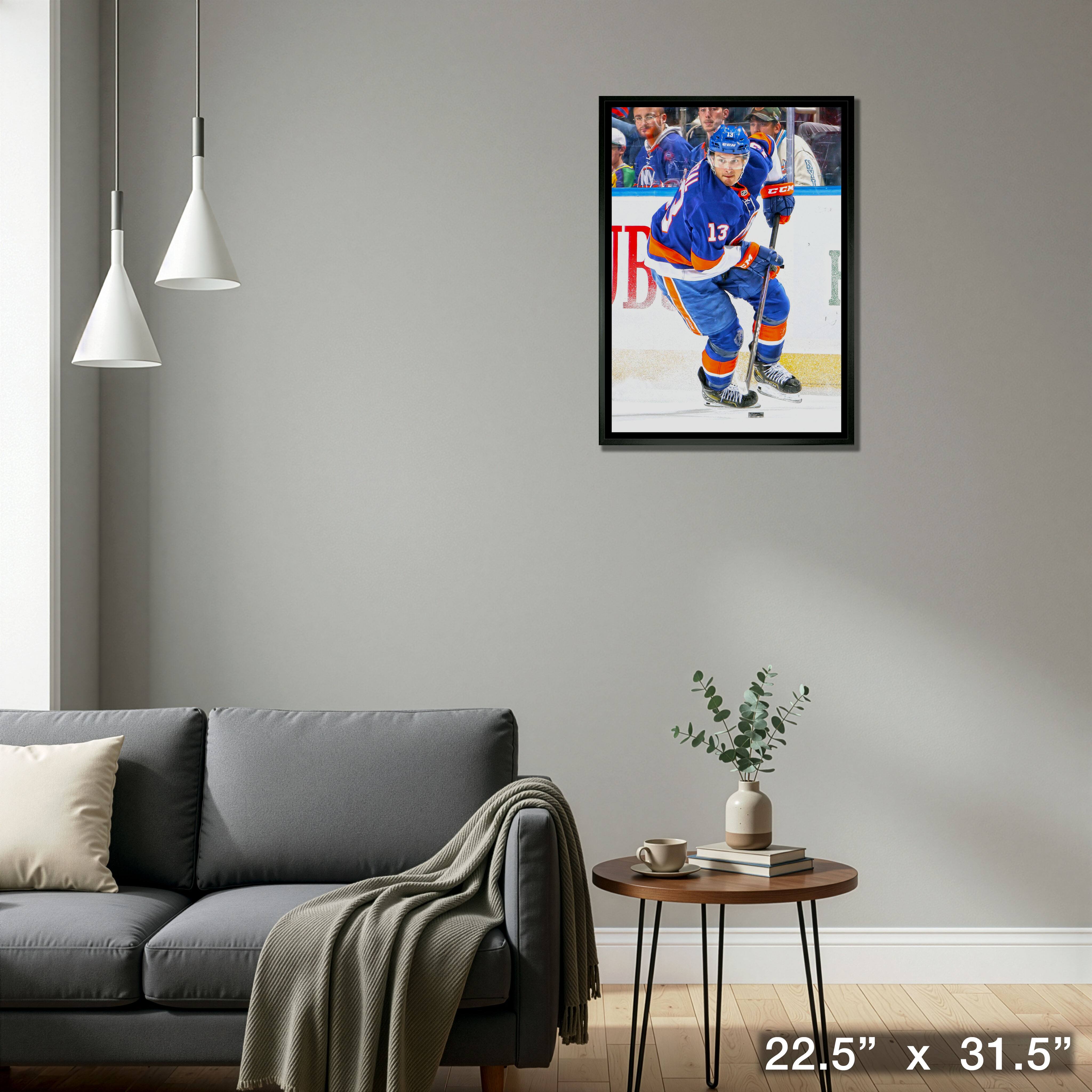 Mathew Barzal 20" x 29" Framed Canvas New York Islanders 22.5" x 31.5"