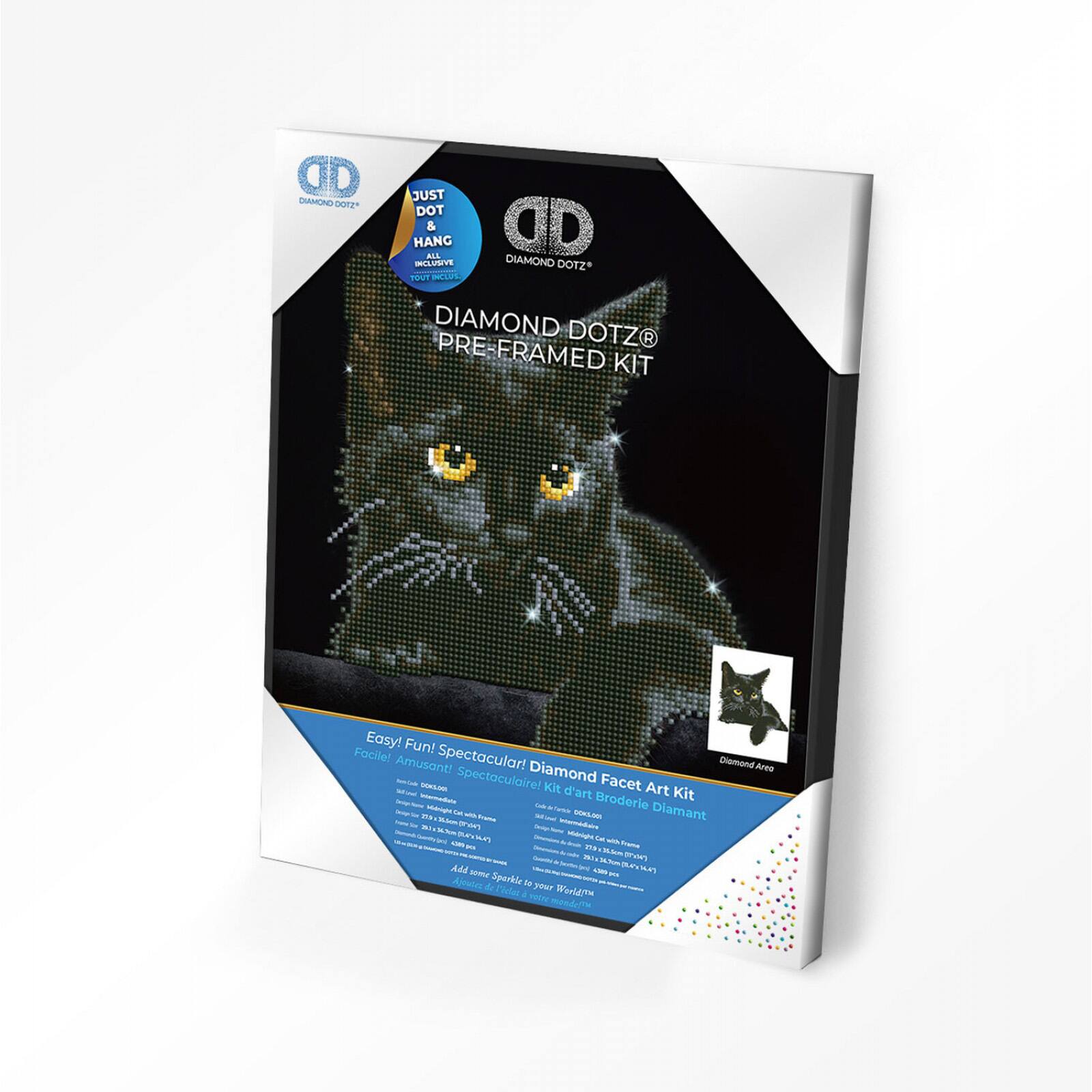 Diamond Dotz® Intermediate Midnight Cat Pre-Framed Diamond Painting Kit