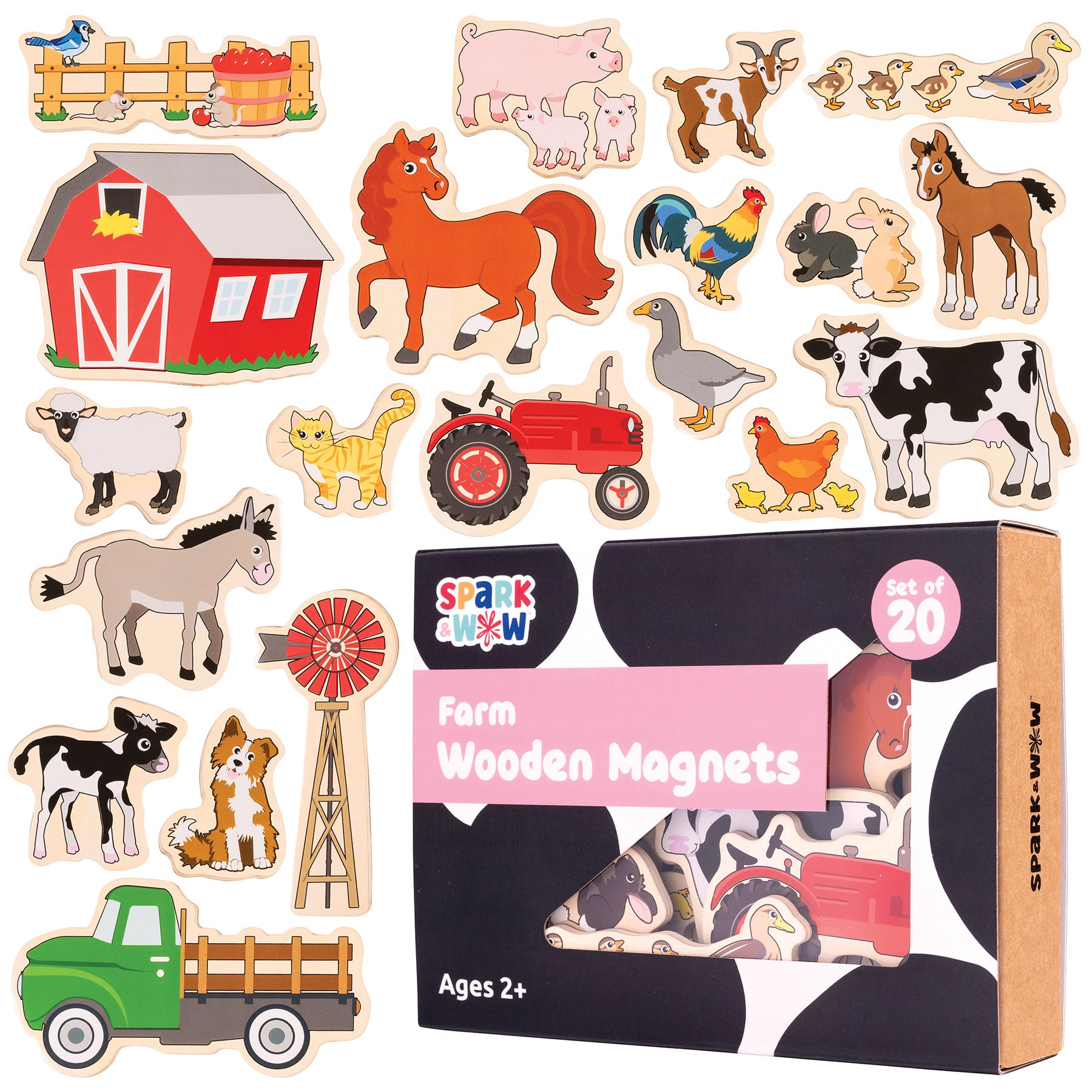 Spark & Wow Wooden Farm Magnets Set