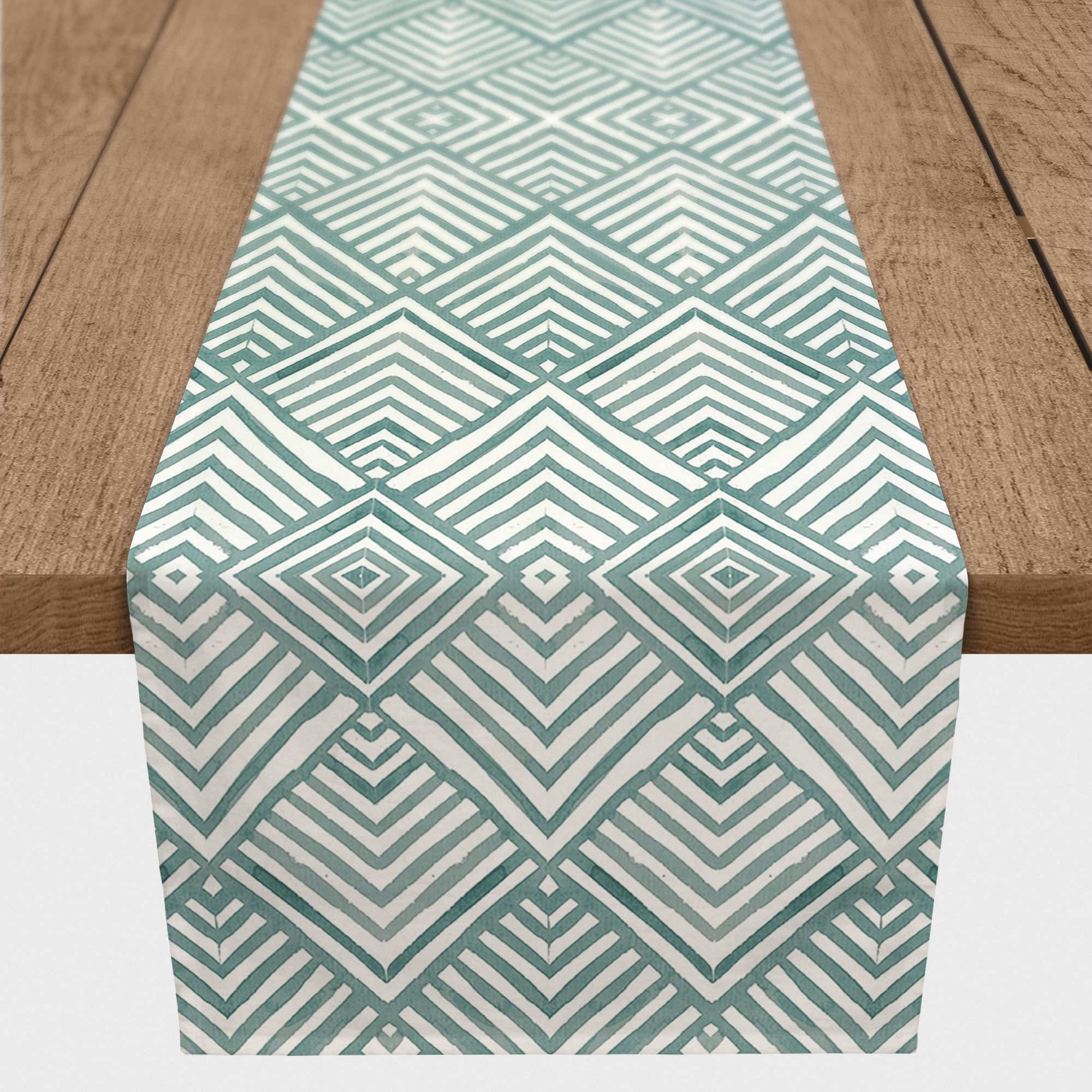 72" Watercolor Diamond Cotton Twill Runner