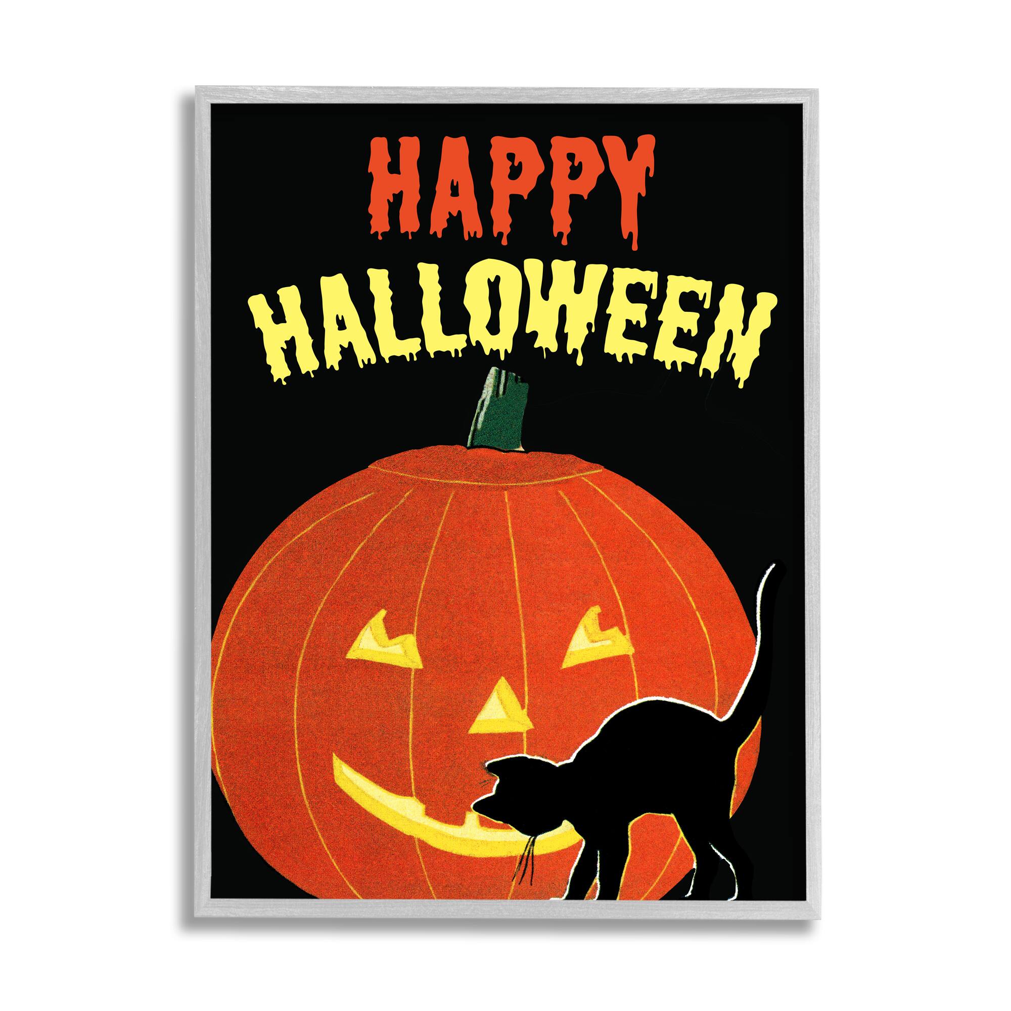 Stupell Industries Happy Halloween Haunted Jack-o-Lantern Framed Giclee Art