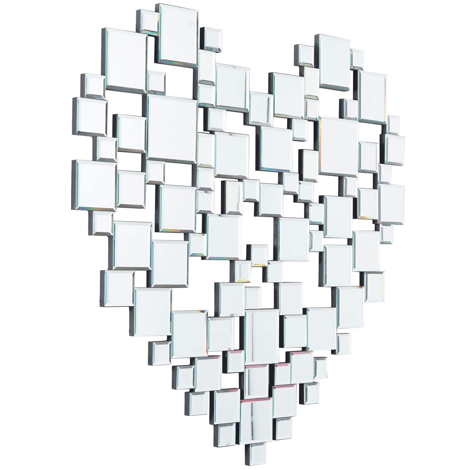 Silver Glass Shaped Mirrored Heart Wall Mirror 32" x 1" x 32"