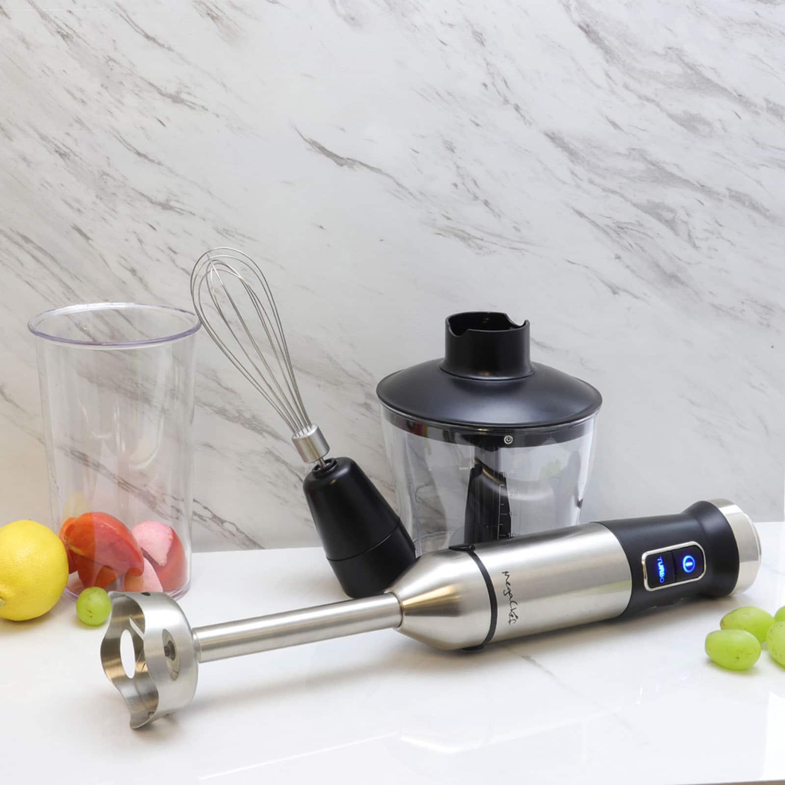 MegaChef 4 in 1 Multipurpose Immersion Hand Blender With Speed Control & Accessories