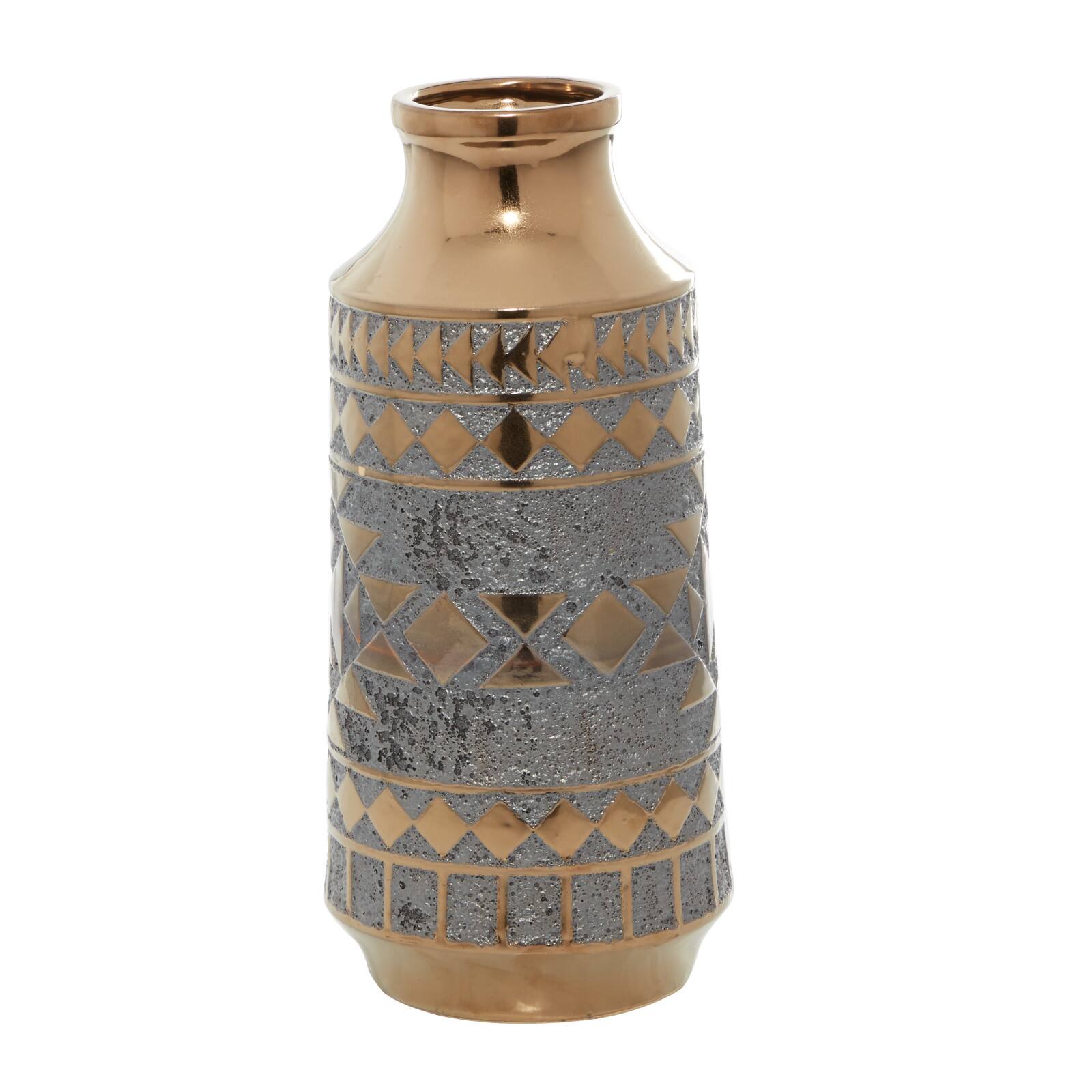 Gold Porcelain Contemporary Vase 18" x 8" x 8"