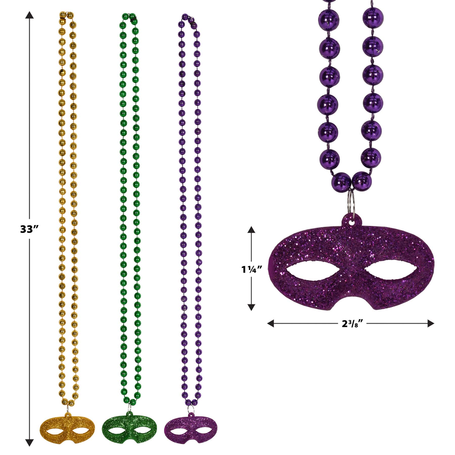Beistle 33" Beads with Glittered Mask Medallions, 6ct.