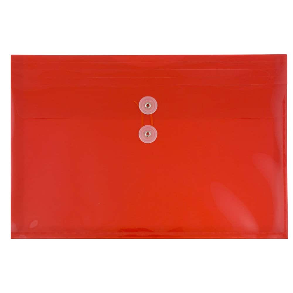 JAM Paper 9.75" x 14.5" Button & String Tie Closure Plastic Envelopes, 12ct.