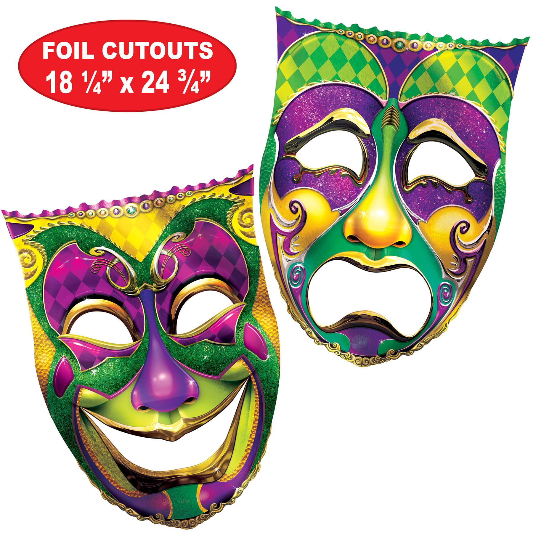 Beistle 18.25" x 24.75" Jumbo Foil Comedy & Tragedy Face Cutouts, 2ct.