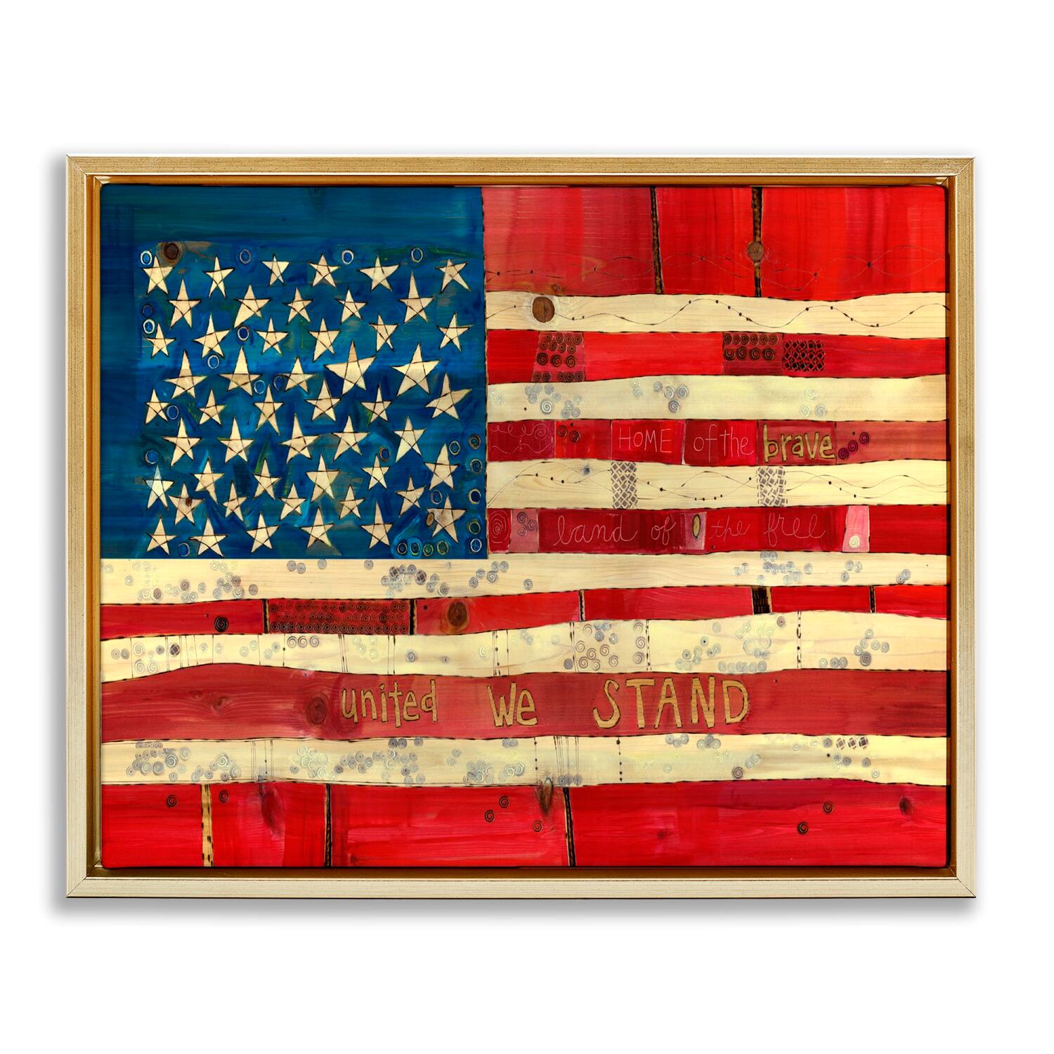 Stupell Industries United We Stand Independence Day Festive American Flag Floater Framed Art