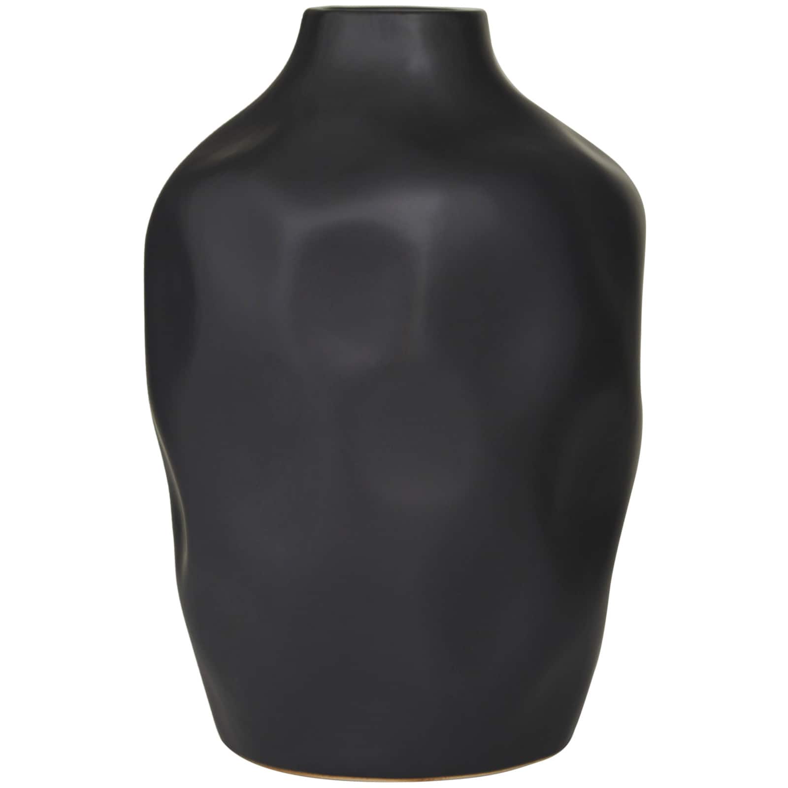 CosmoLiving by Cosmopolitan Black Ceramic Faceted Vase 9" x 9" x 14"
