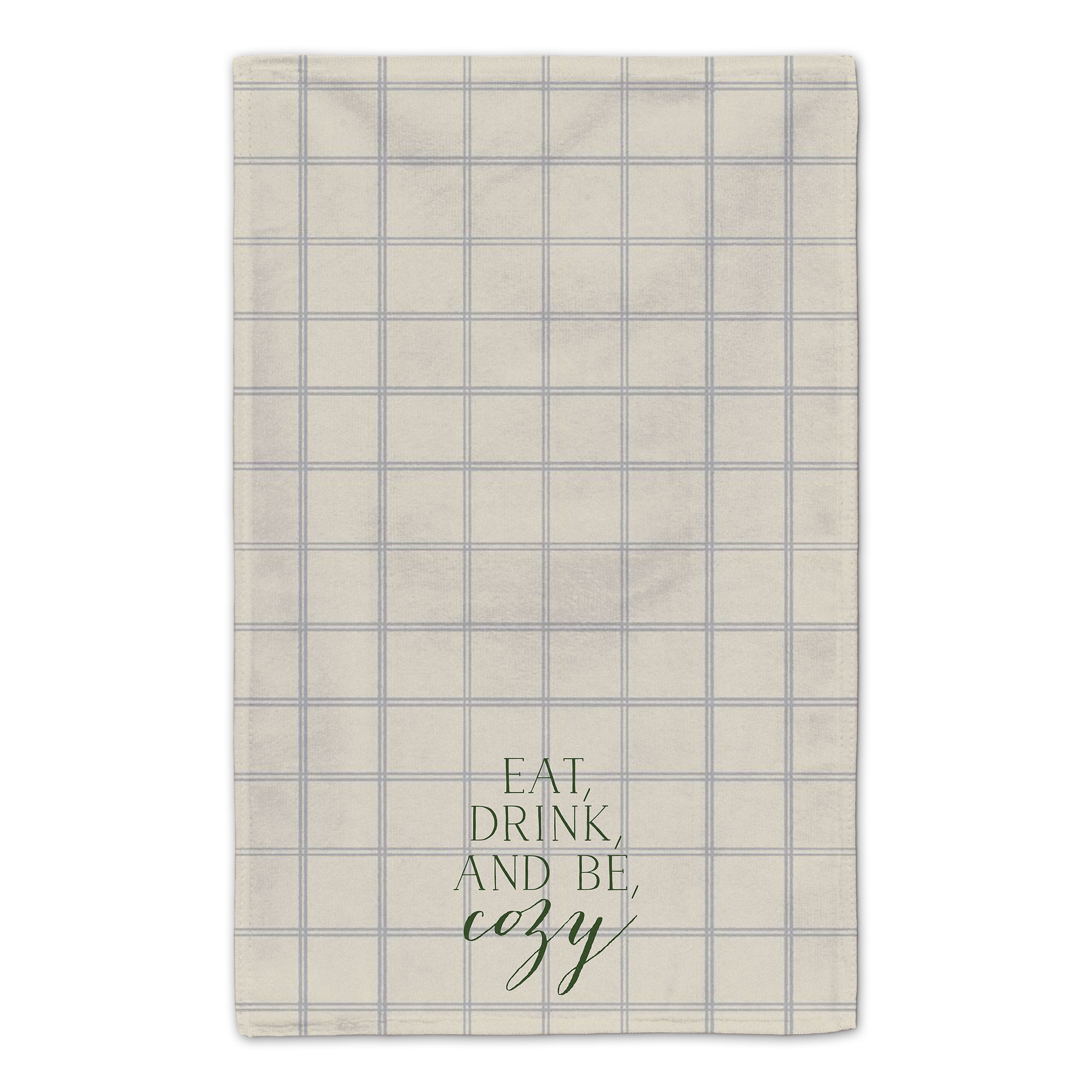 Be Cozy Gray and Cream Check Tea Towel - Set of 2