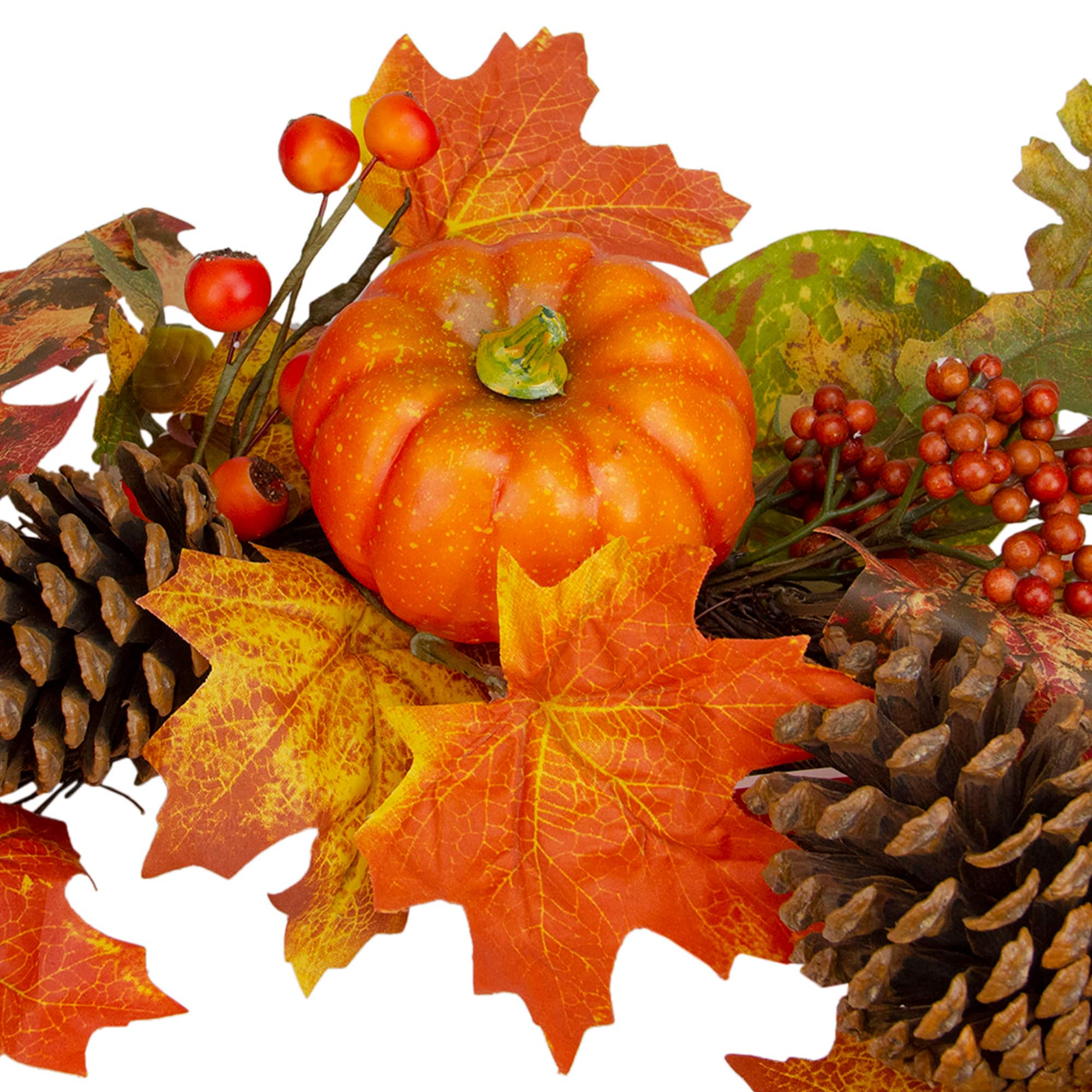 24" Pumpkins, Pinecones & Berries Fall Harvest Wreath
