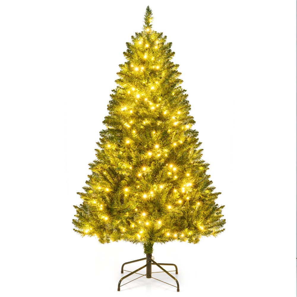 Costway 5 ft Pre-Lit Artificial Christmas Tree, Warm White LED Lights