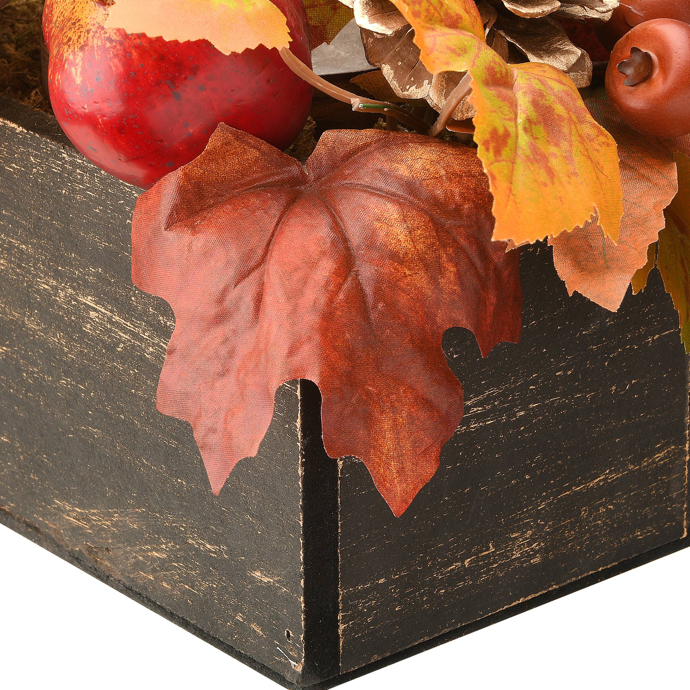 24" Maple Leaves Candleholder Centerpiece with Pomegranates