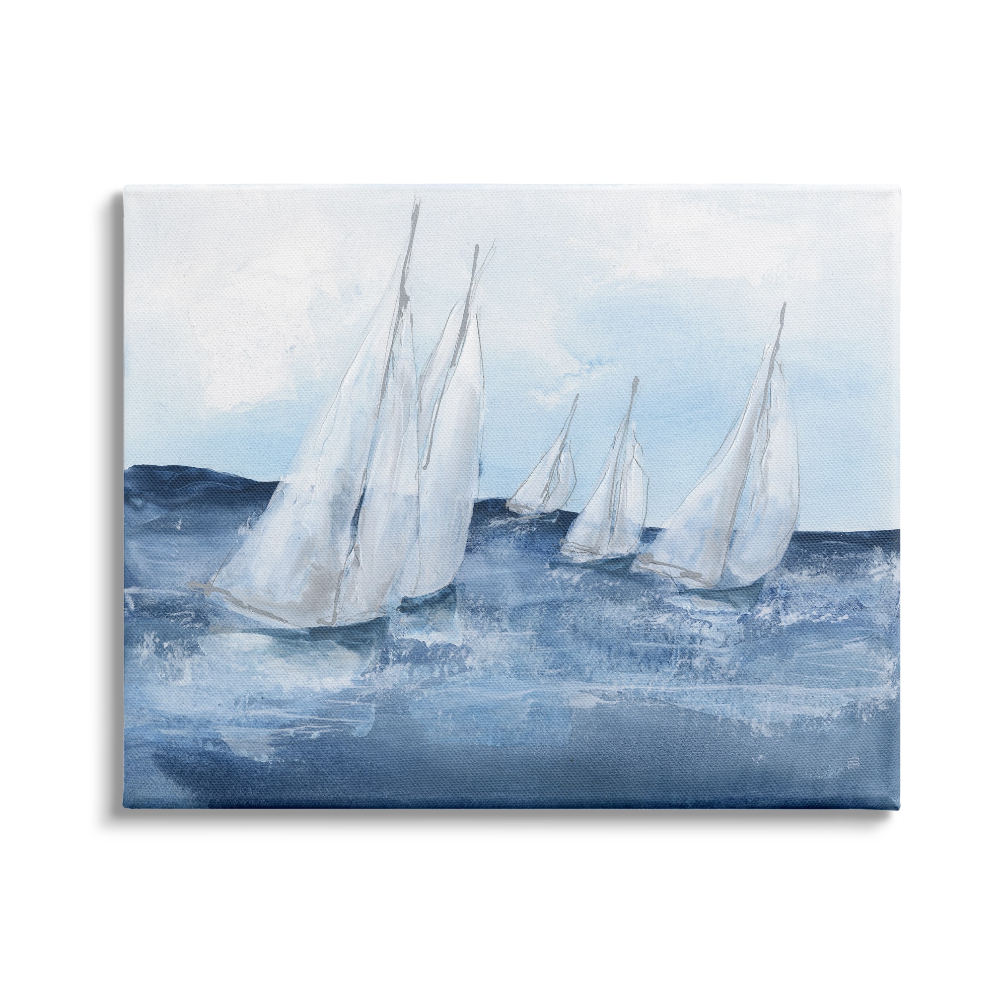 Stupell Industries White Sailboats Coasting Ocean Waters Blue Tide Canvas Wall Art