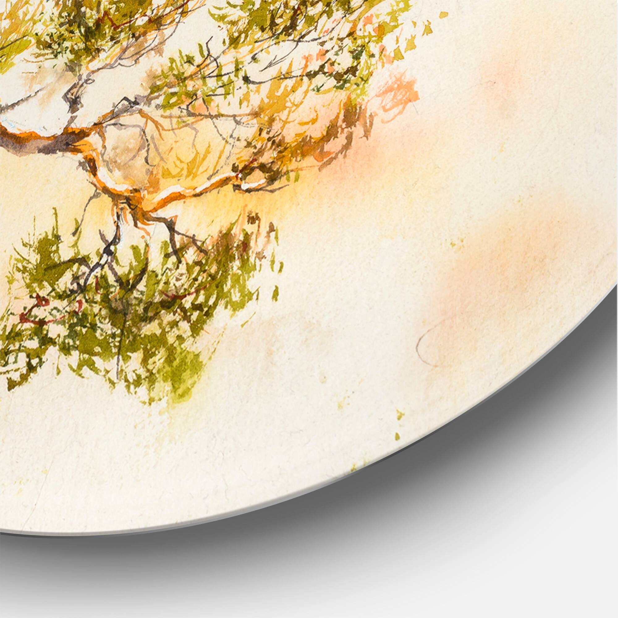 Designart - Curved Pine Tree On The Top of Sokolica Peak - Traditional Metal Circle Wall Art