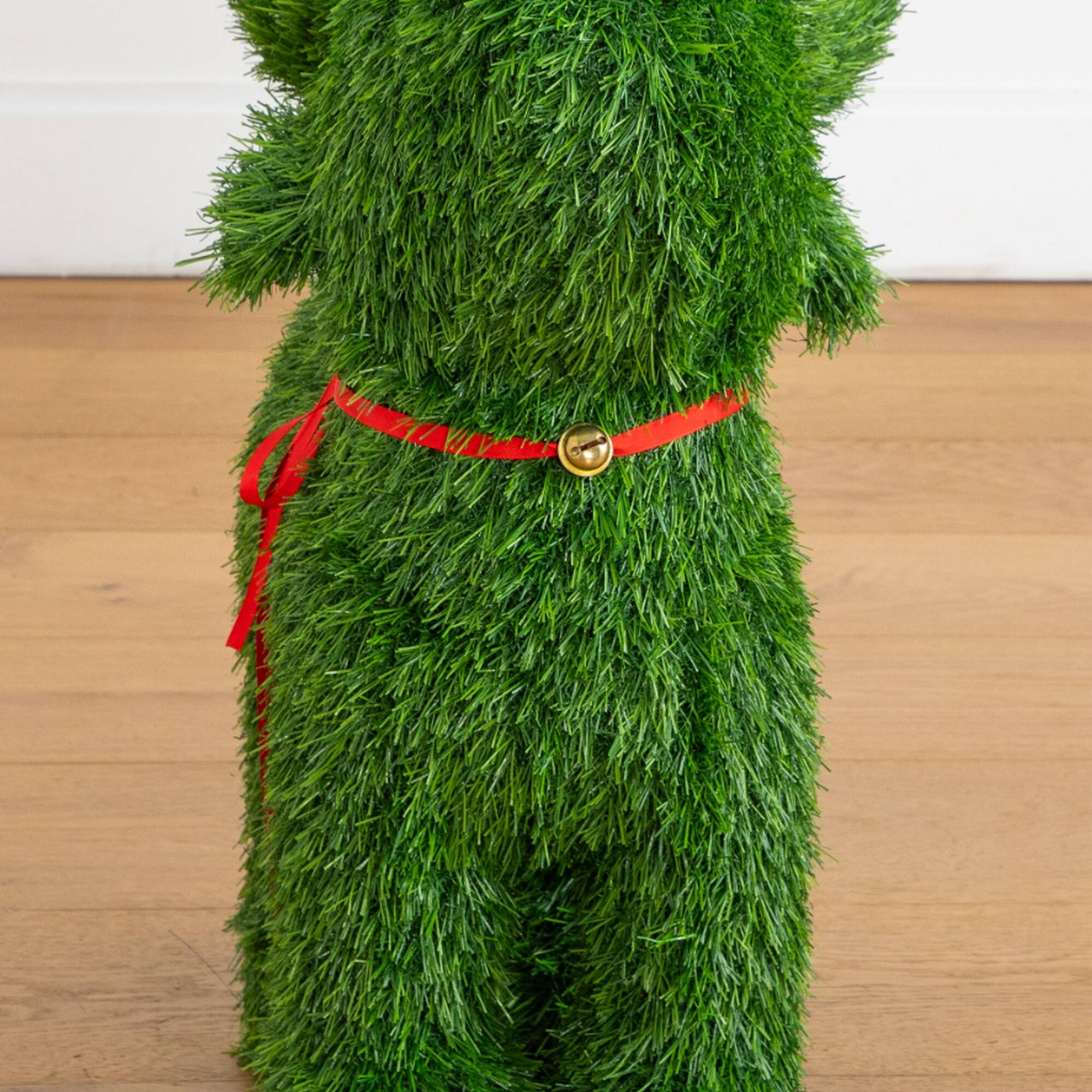 Nearly Natural 2ft. Green UV Resistant Artificial Christmas Grass Garden Plush Topiary Reindeer