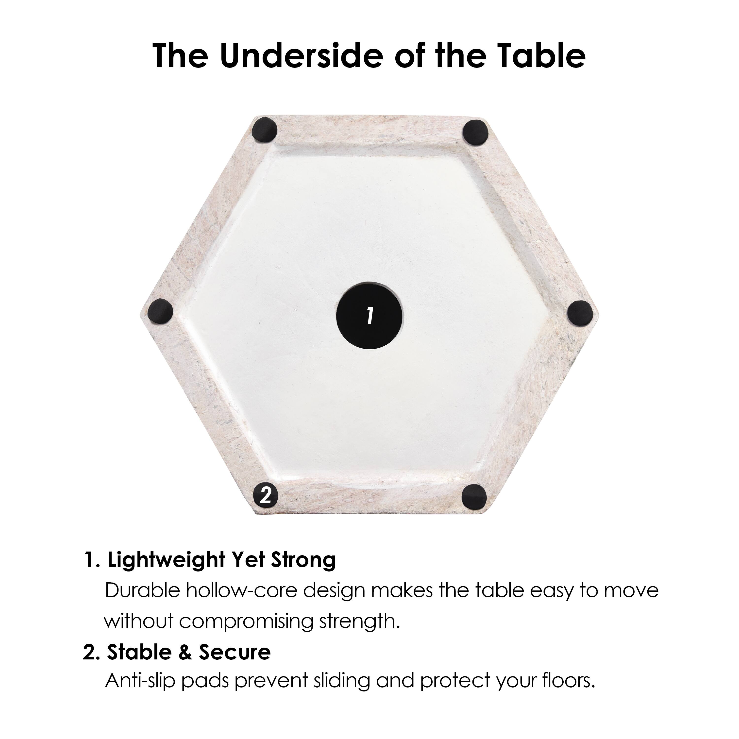 Empire Art Direct 18" Hexagonal Travertine Finish Side Accent Table
