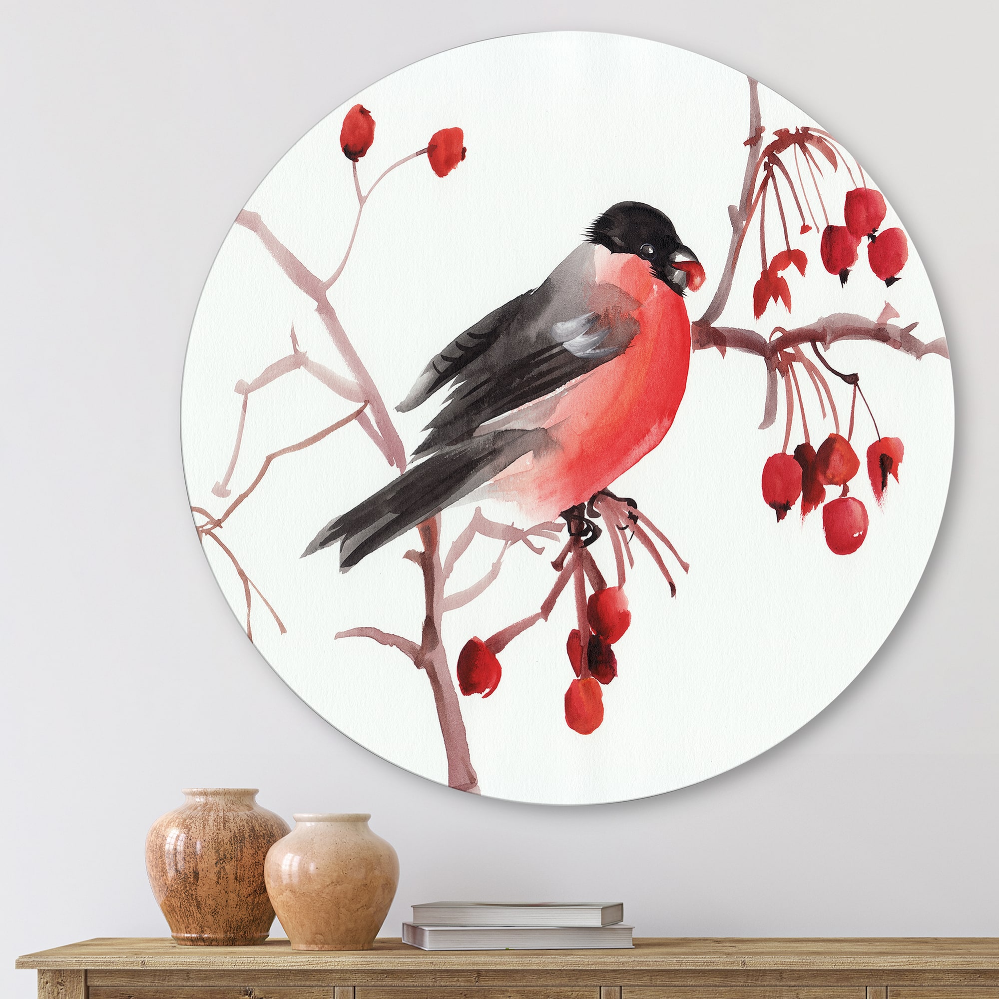 Designart - Bullfinch Bird On A Branch