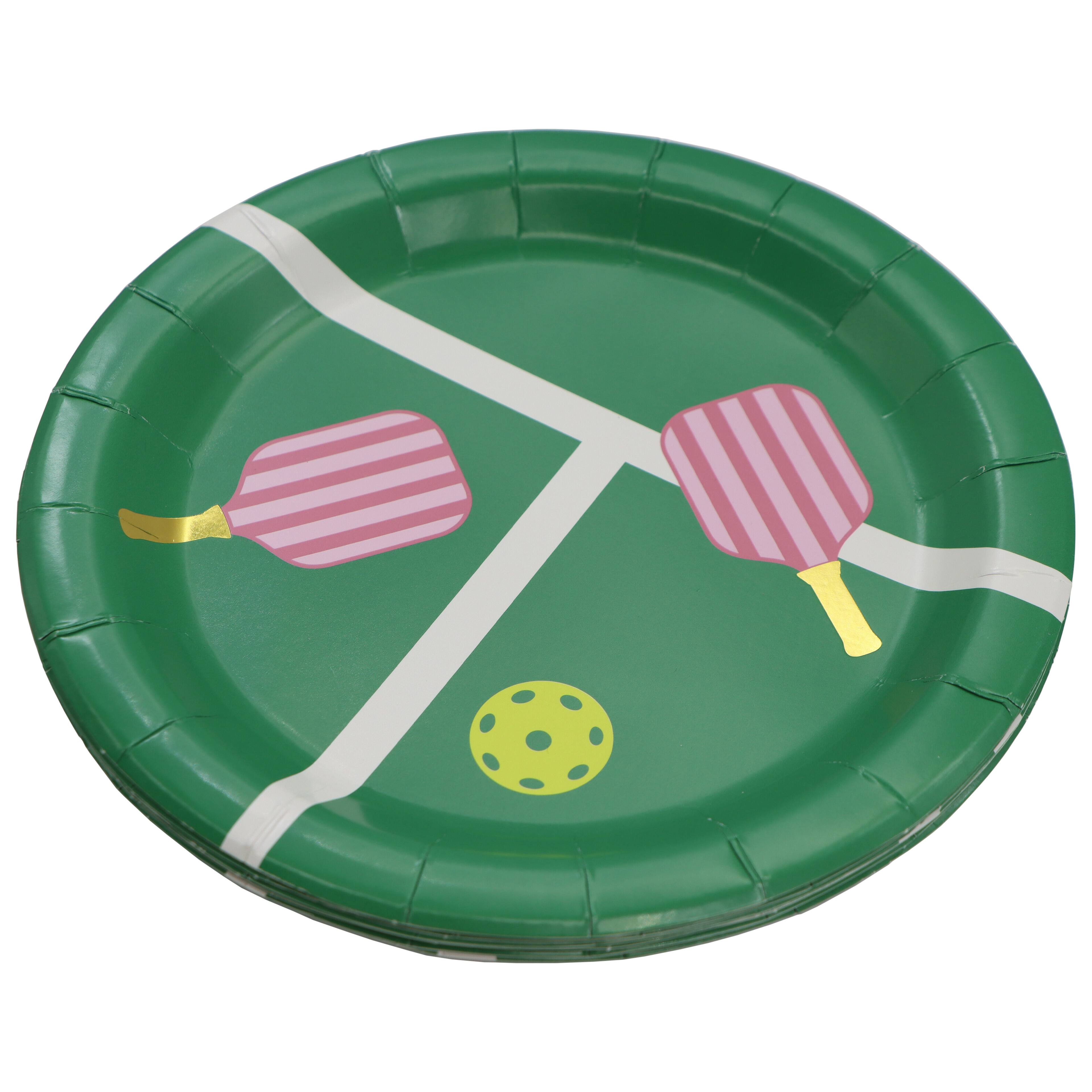 Cocktail Court 7" Green Pickleball Game Paper Snack Plates, 10ct. by Celebrate It™