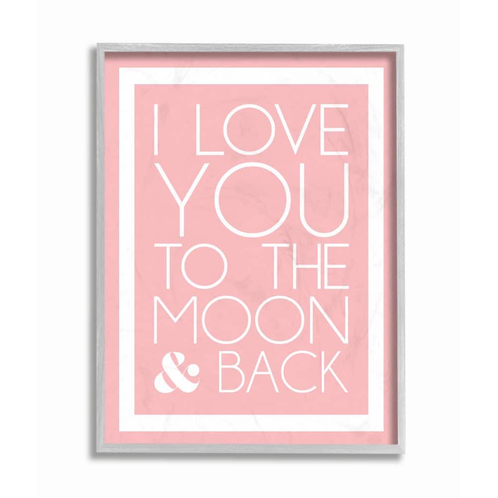Stupell Industries Pink & White I Love You To The Moon Framed Giclee Textured Wall Art