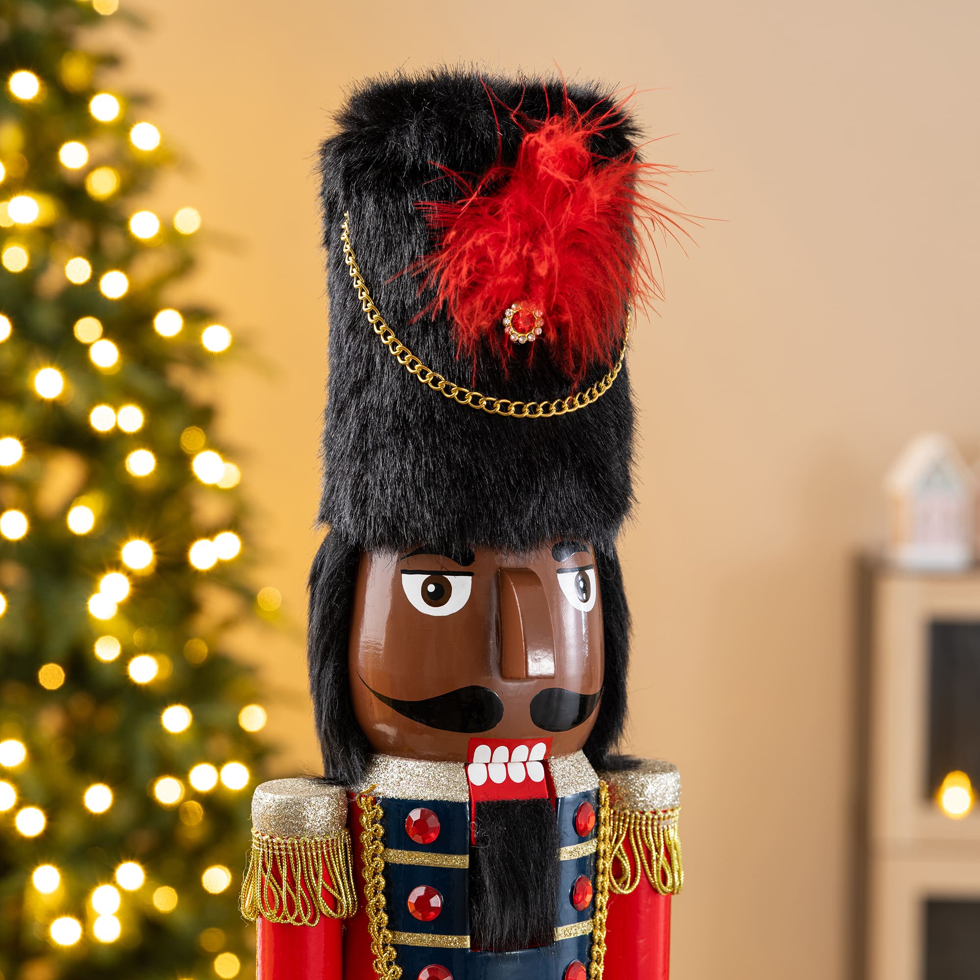 Glitzhome® 24" Wooden Christmas African Soldier Nutcracker
