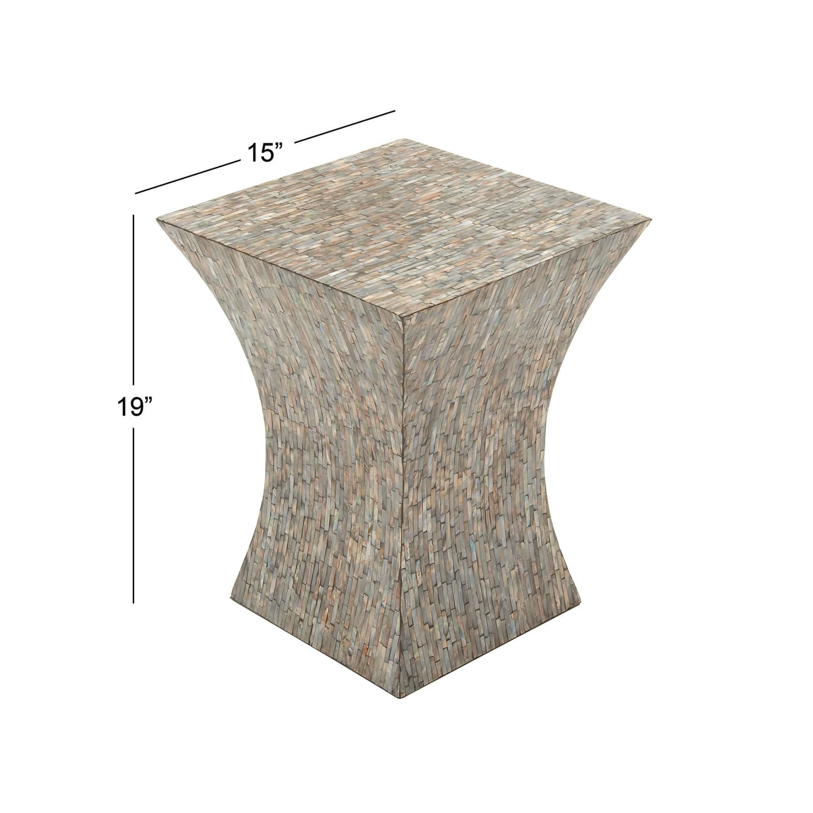 19'' Mussel Shells and Wood Contemporary Accent Table