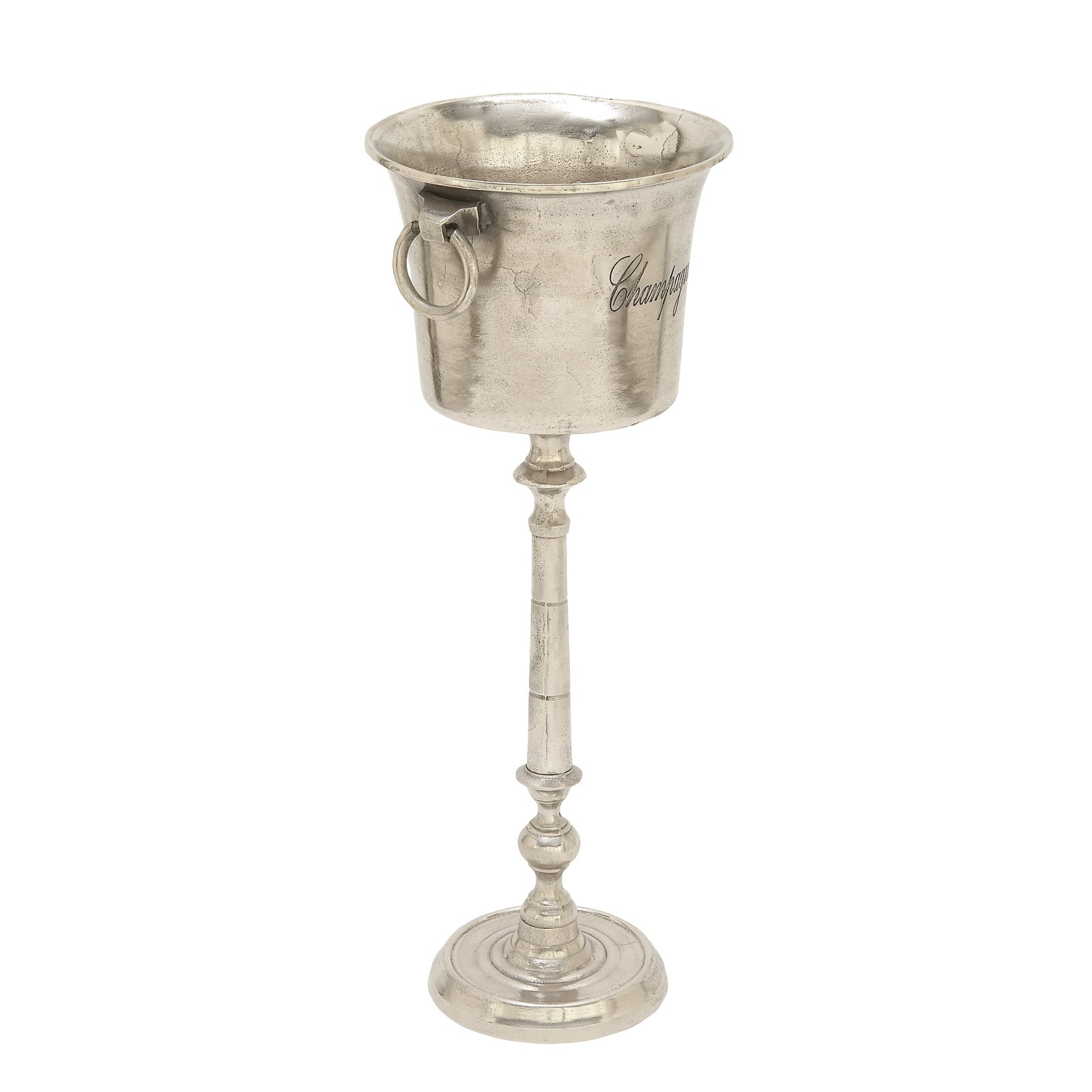 35" Silver Metal Champagne Bottle Holder Bucket