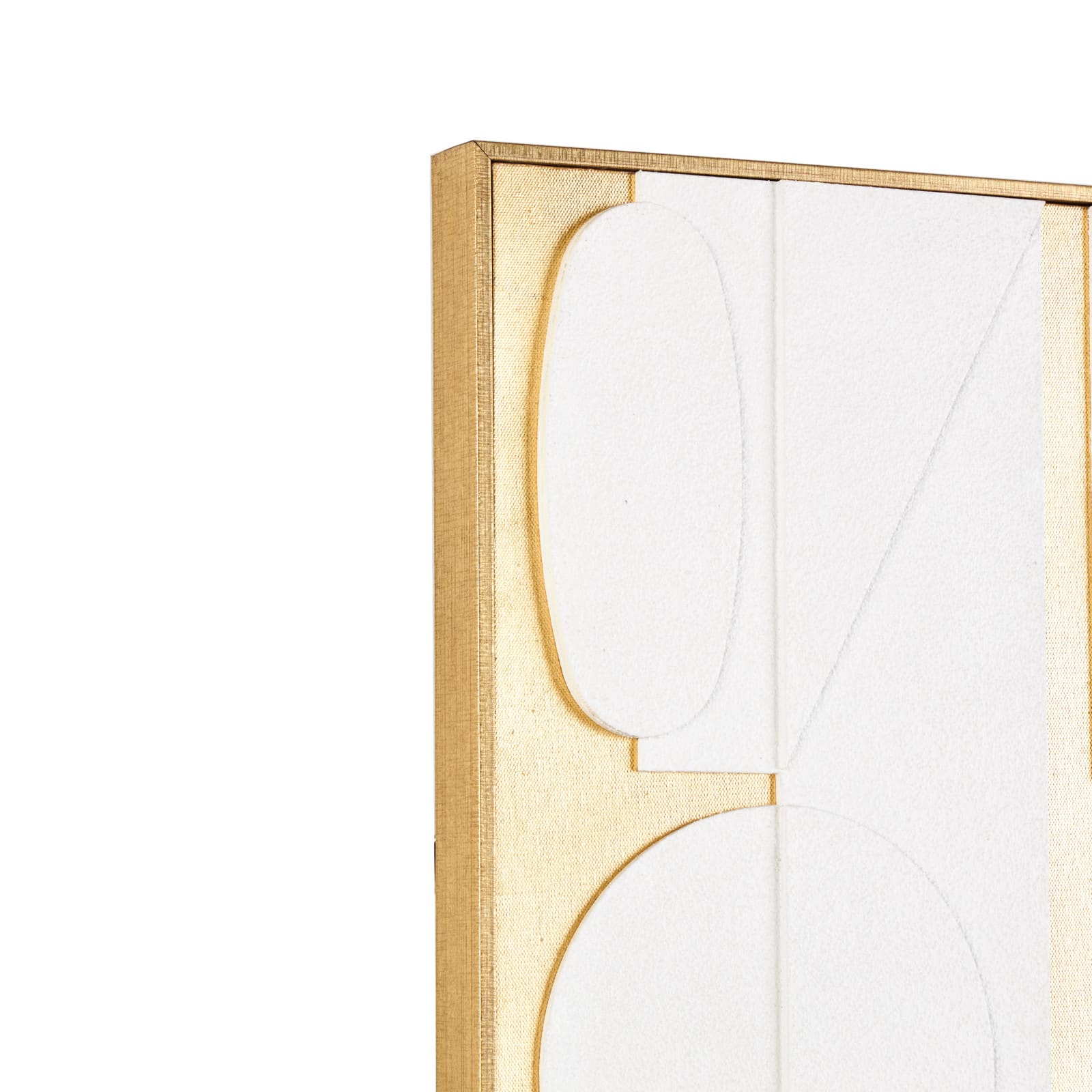 30" x 39" White Wooden Abstract Geometric Shape Framed Wall Art with Gold Accents