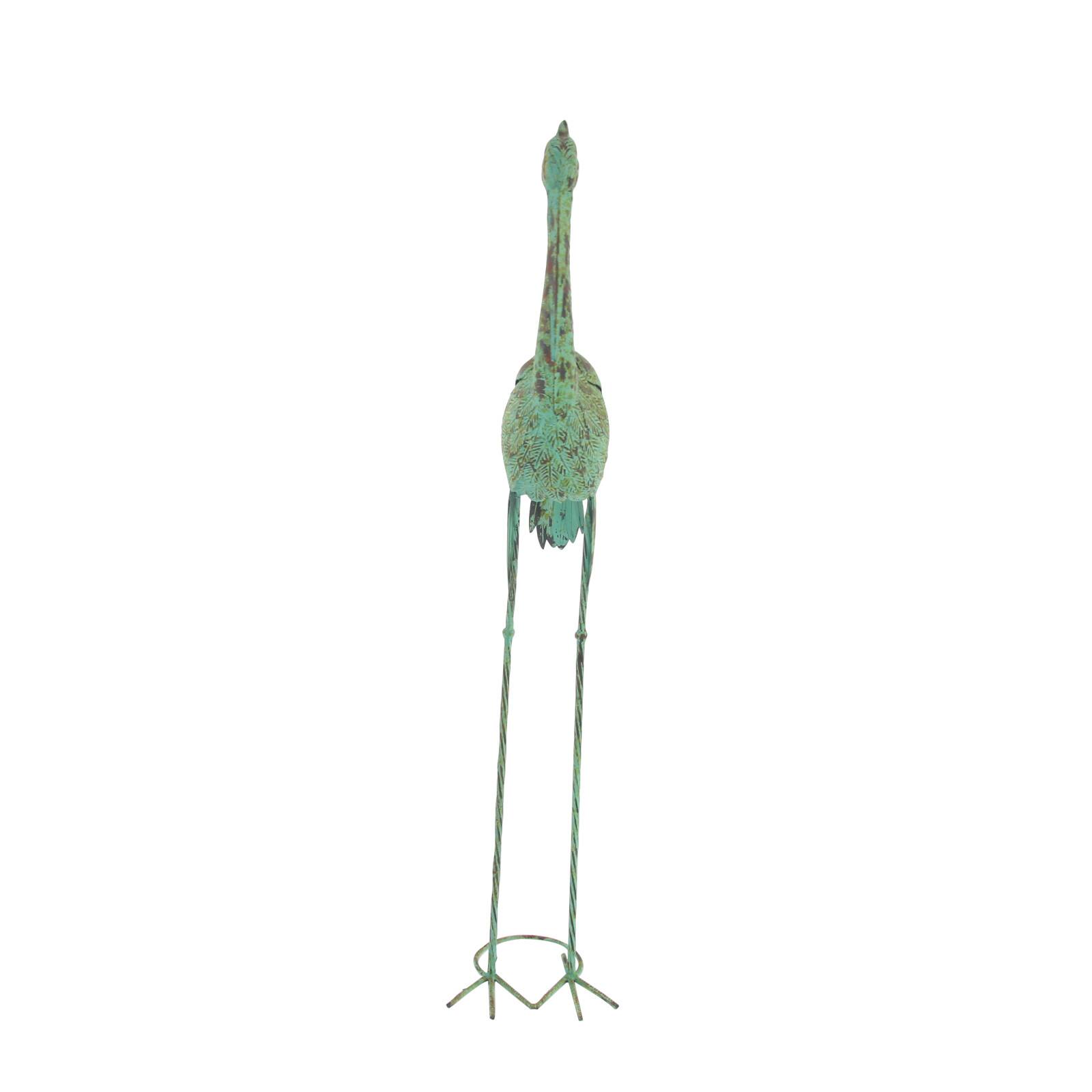 45" Green Metal Cranes Garden Sculpture Set
