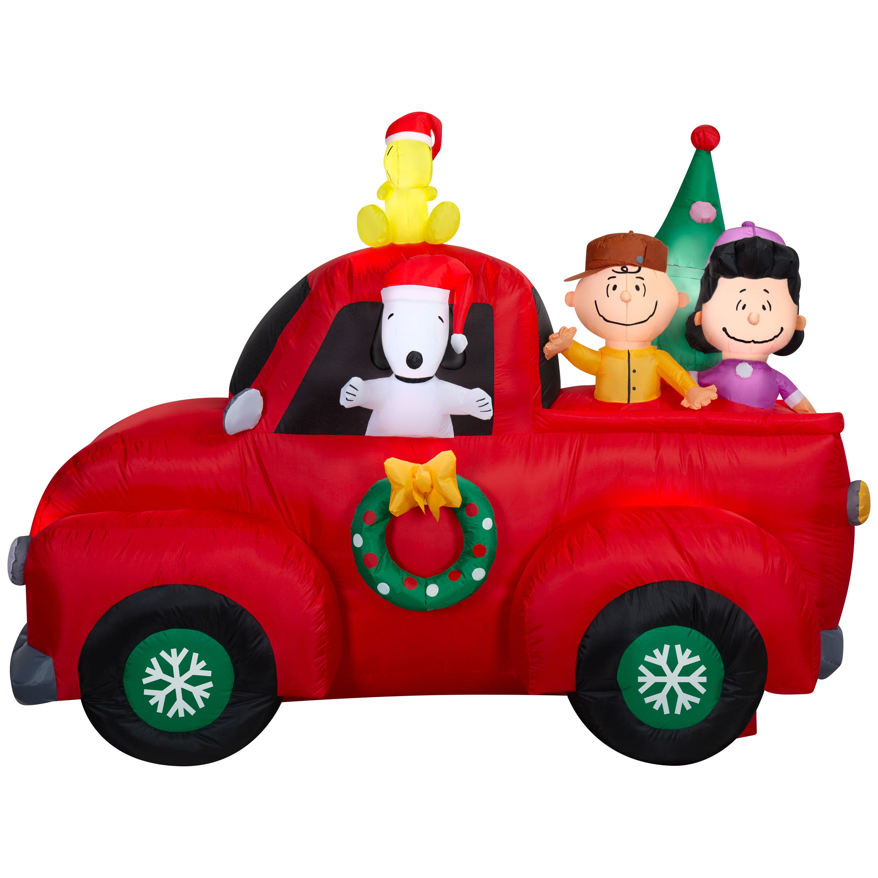 6ft. Airblown® Inflatable Peanuts® Snoopy Driving Truck with Friends Christmas Light Décor