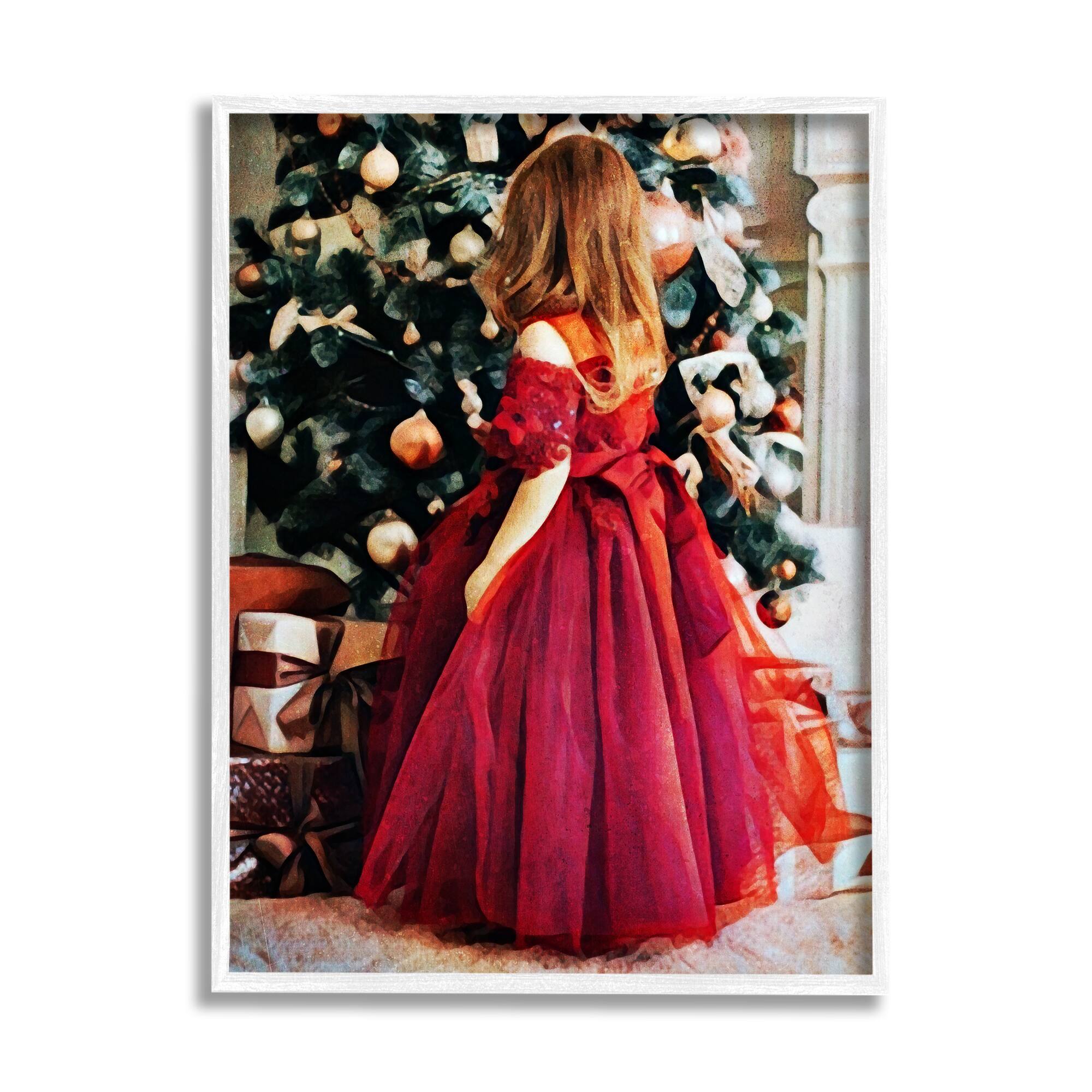 Stupell Industries Child On Christmas Day Gifts Black Framed Giclee Art