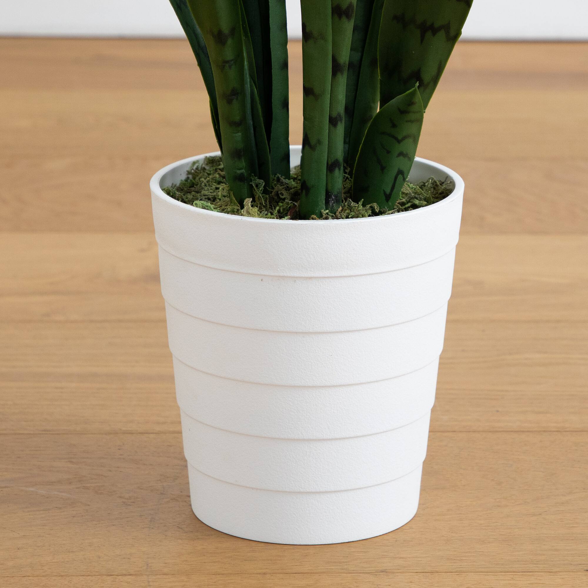3ft. UV Resistant Artificial Snake Plant in White Decorative Planter