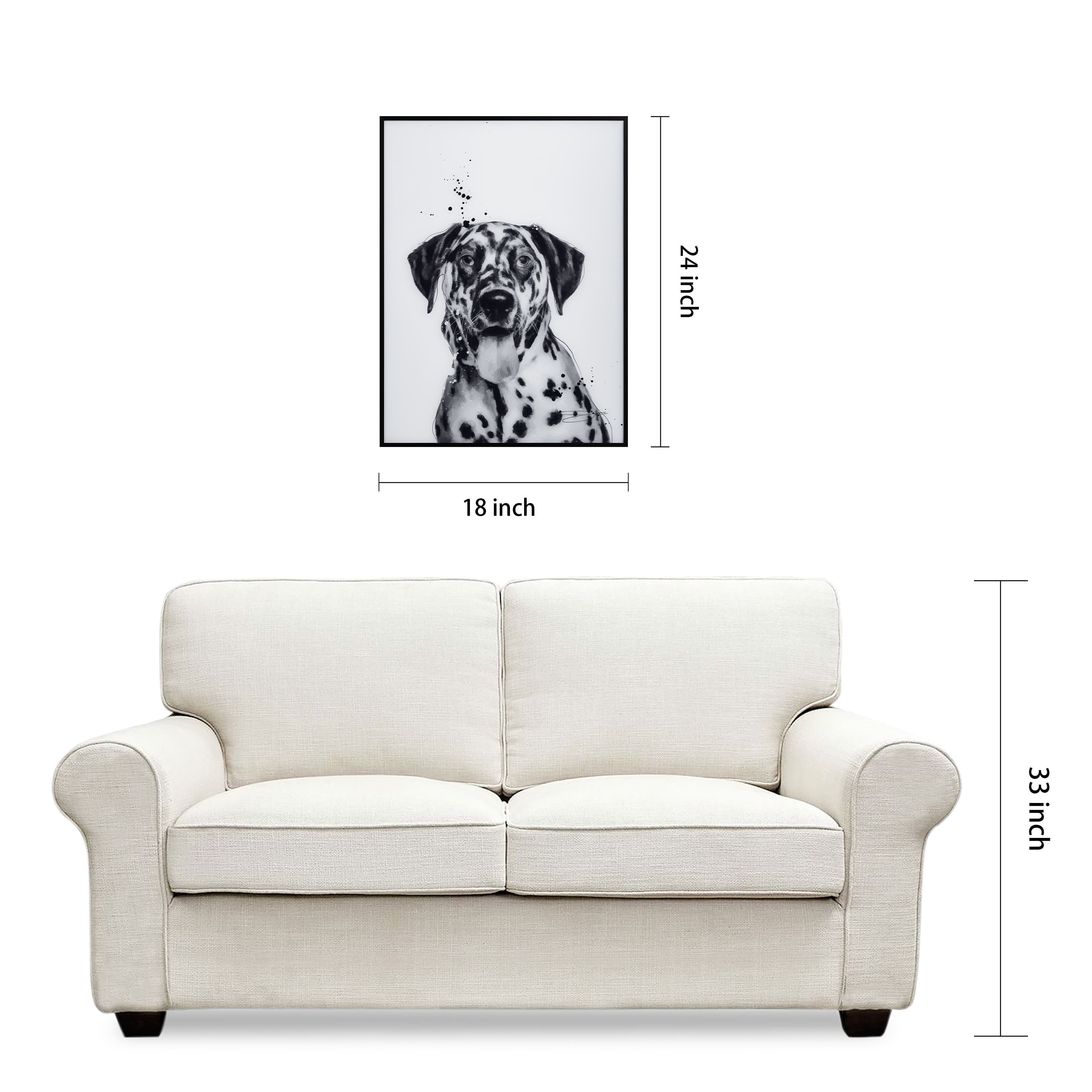 Empire Art Direct 24" x 18" Black & White Dalmatian Pet Wall Art Glass Black Frame
