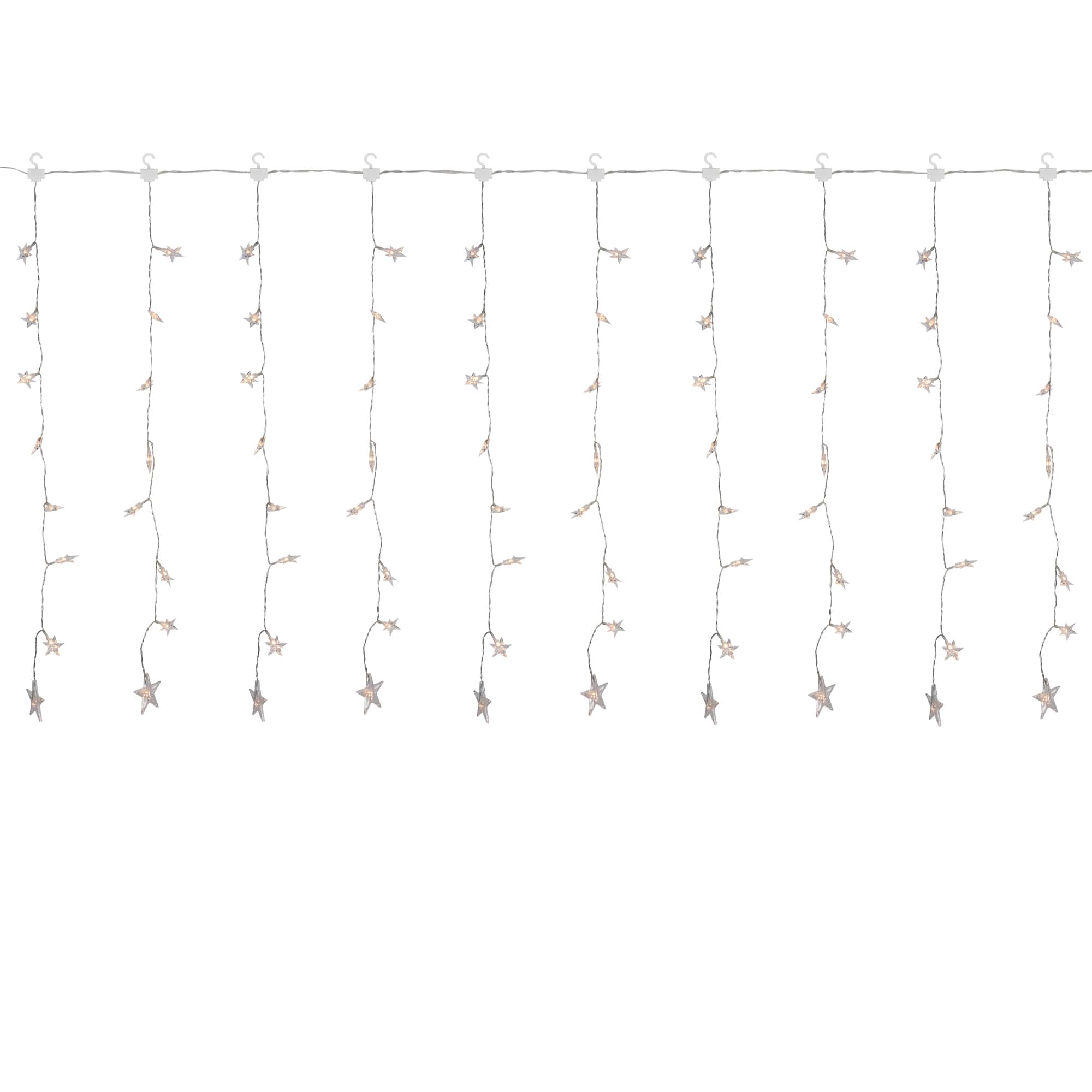 Northlight 120ct. Warm White LED Star Curtain Christmas String Lights on Clear Wire | 7.5 ft | Michaels®