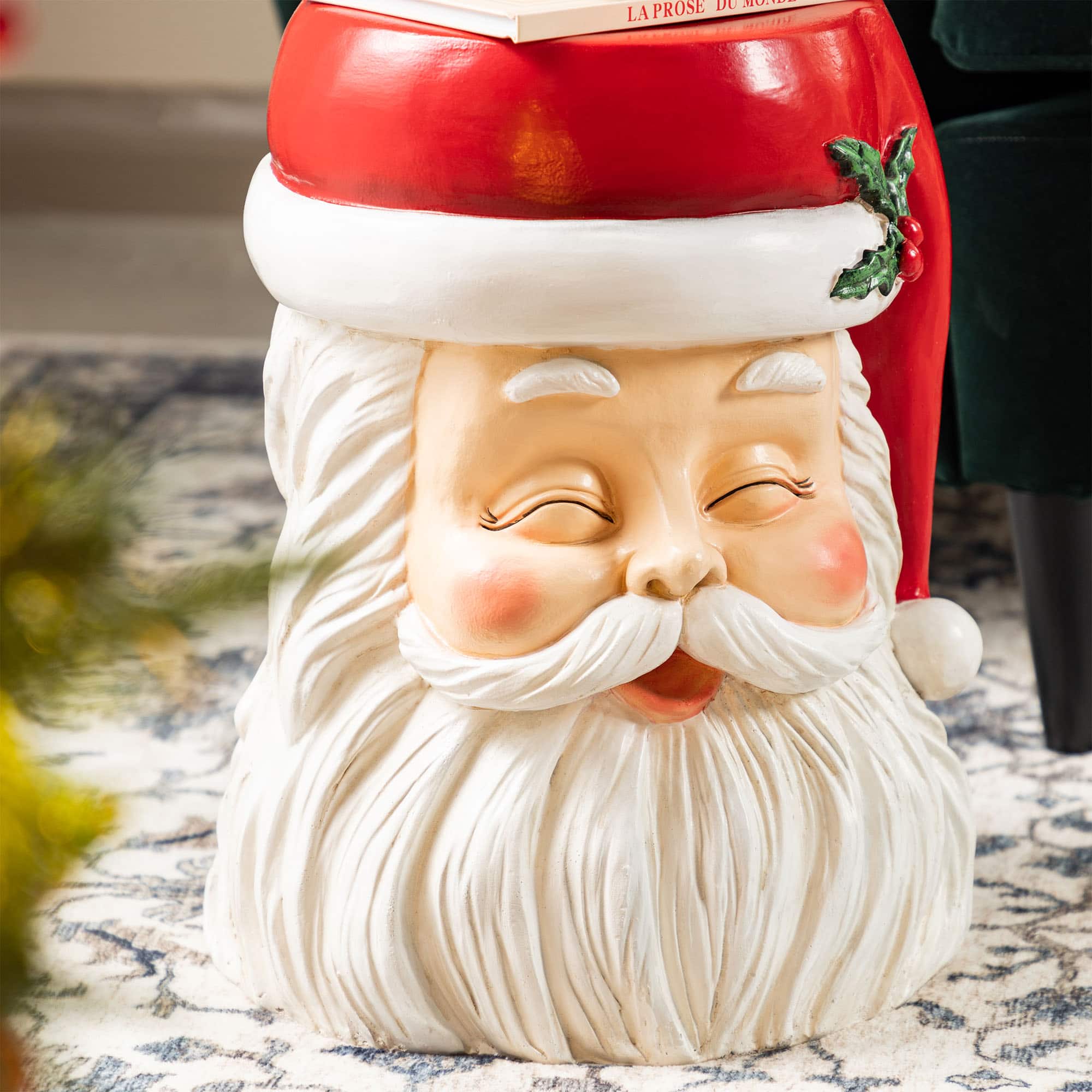 Glitzhome® 16"H Christmas MGO Santa Stool or Accent Table