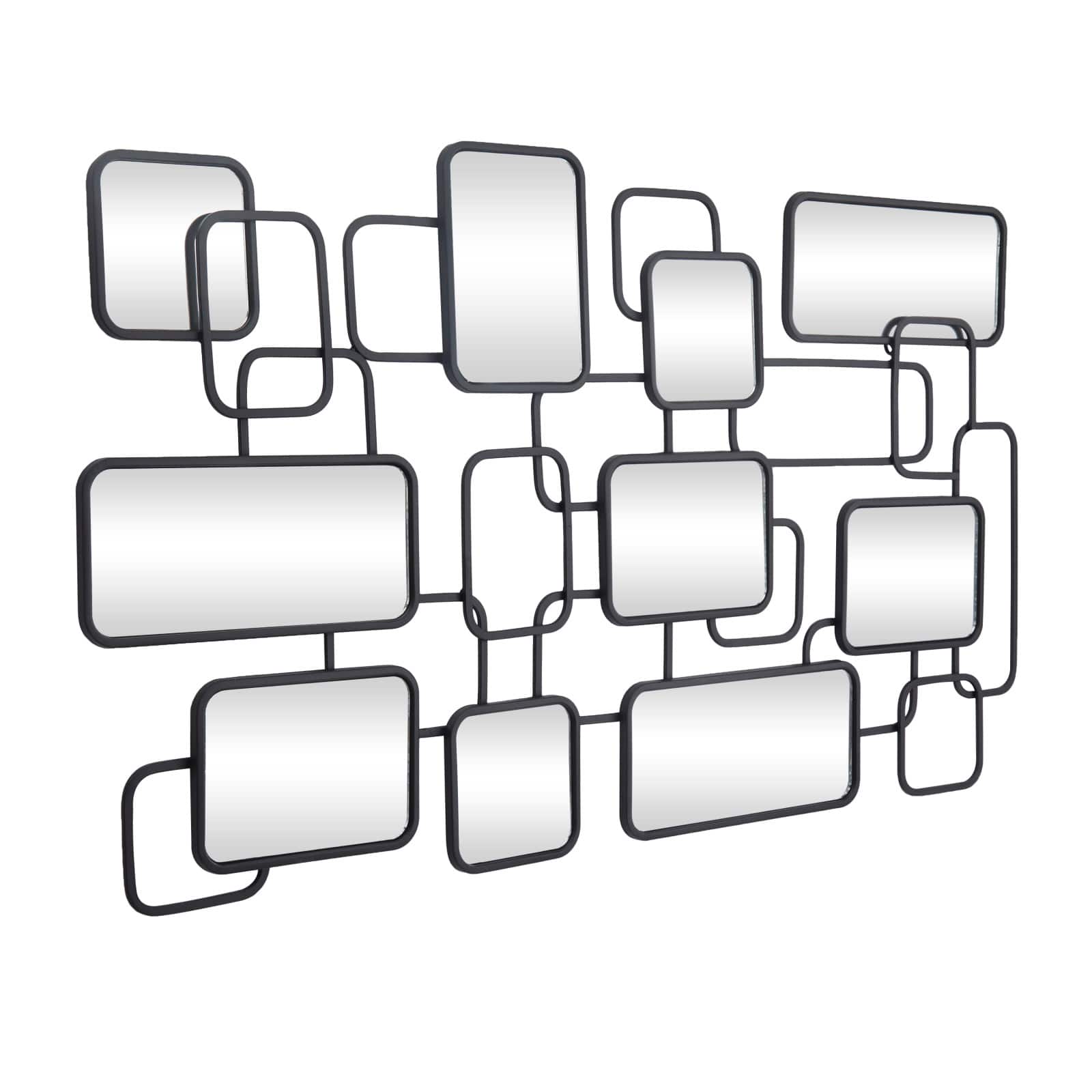 Black Modern Abstract Wall Mirror, 45" x 1" x 26"