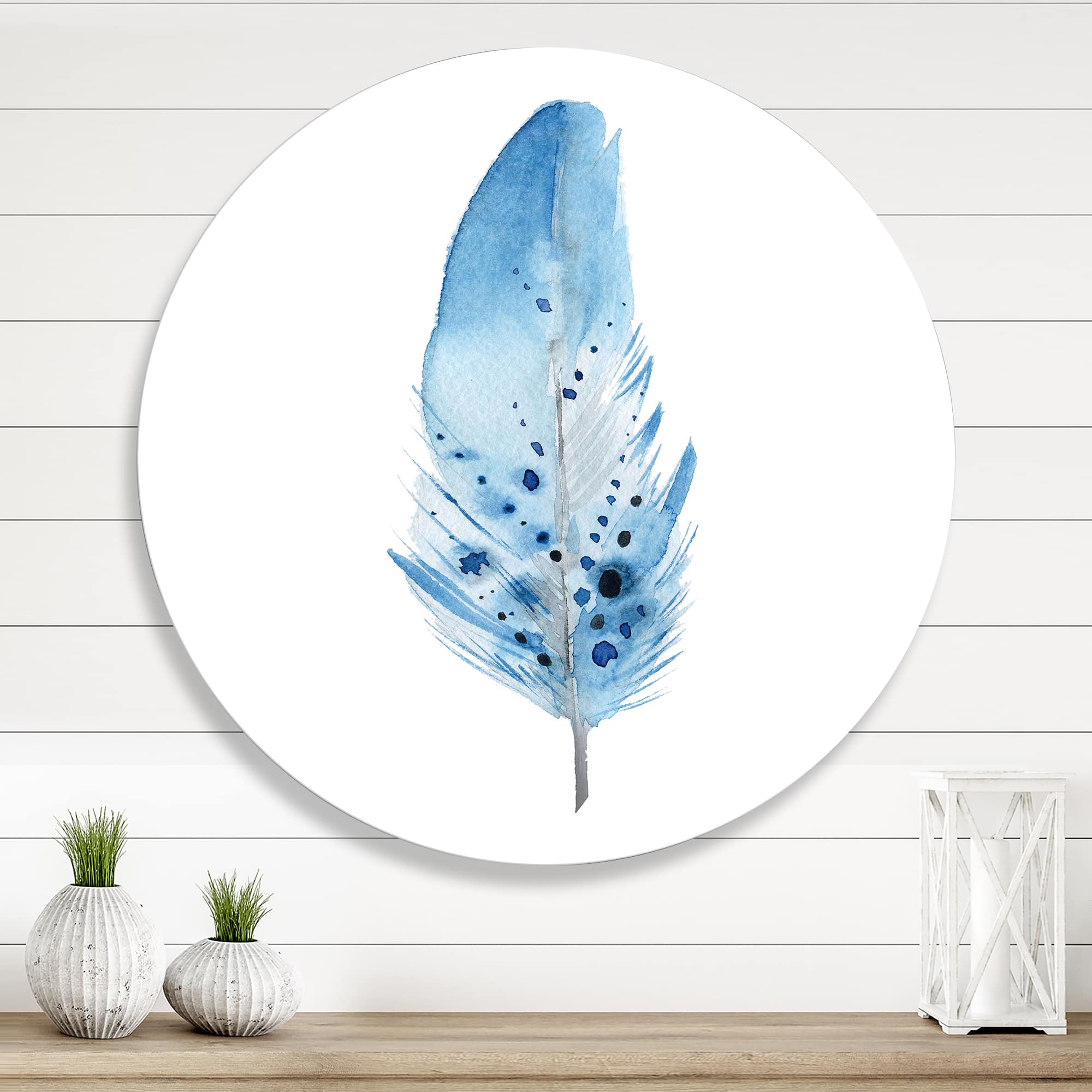 Designart - Blue Boho Feathers