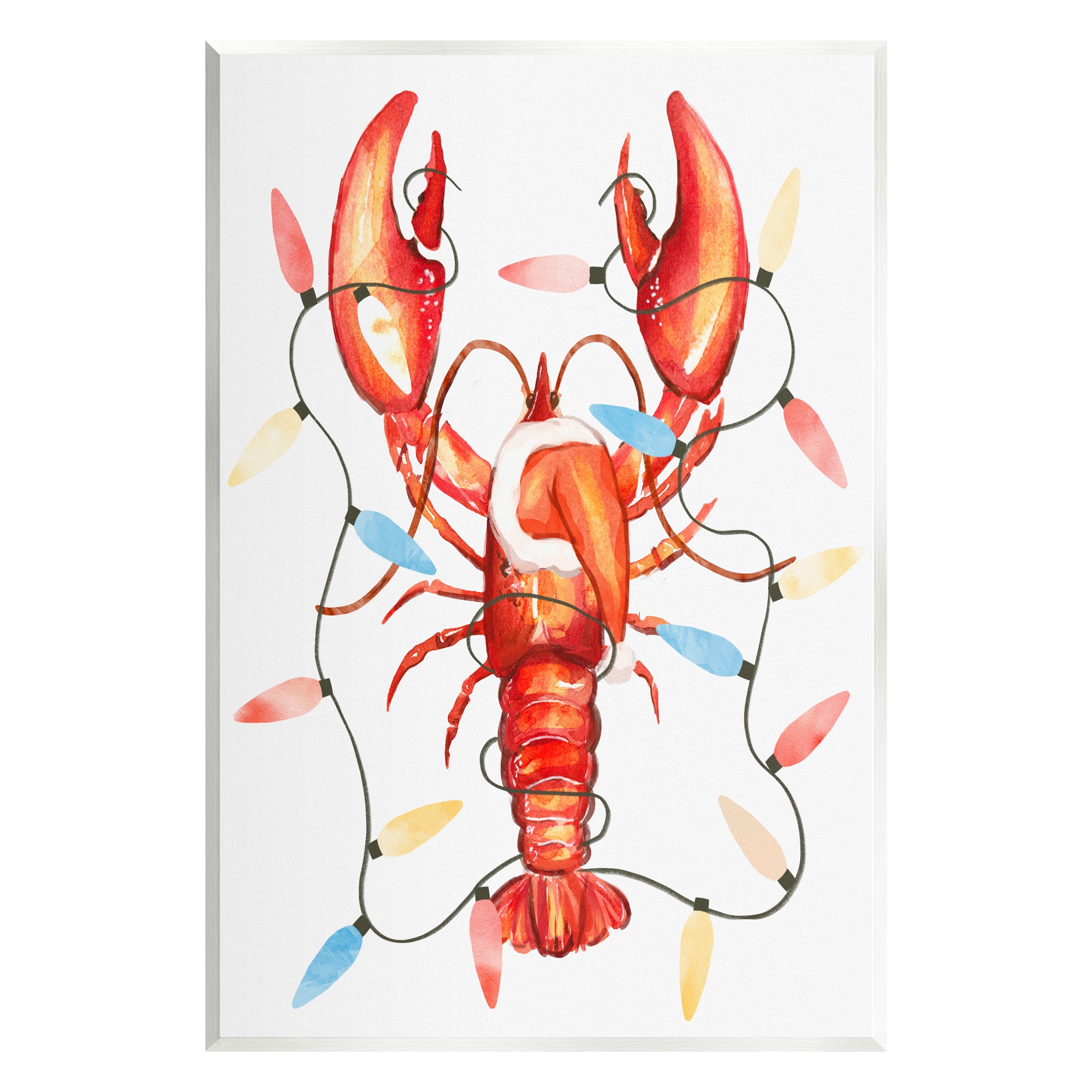 Stupell Industries Nautical Lobster Christmas Lights Wall Plaque Art