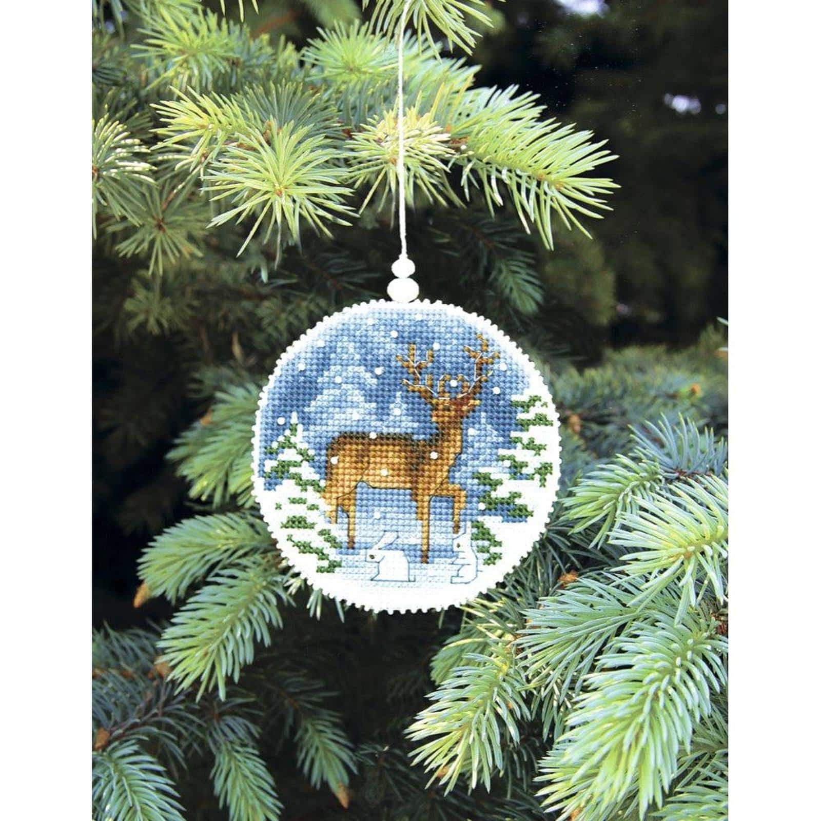 Crystal Art Christmas Tree Toy Plastic Canvas Counted Cross Stitch Kit Set Of Pictures Winter Evening
