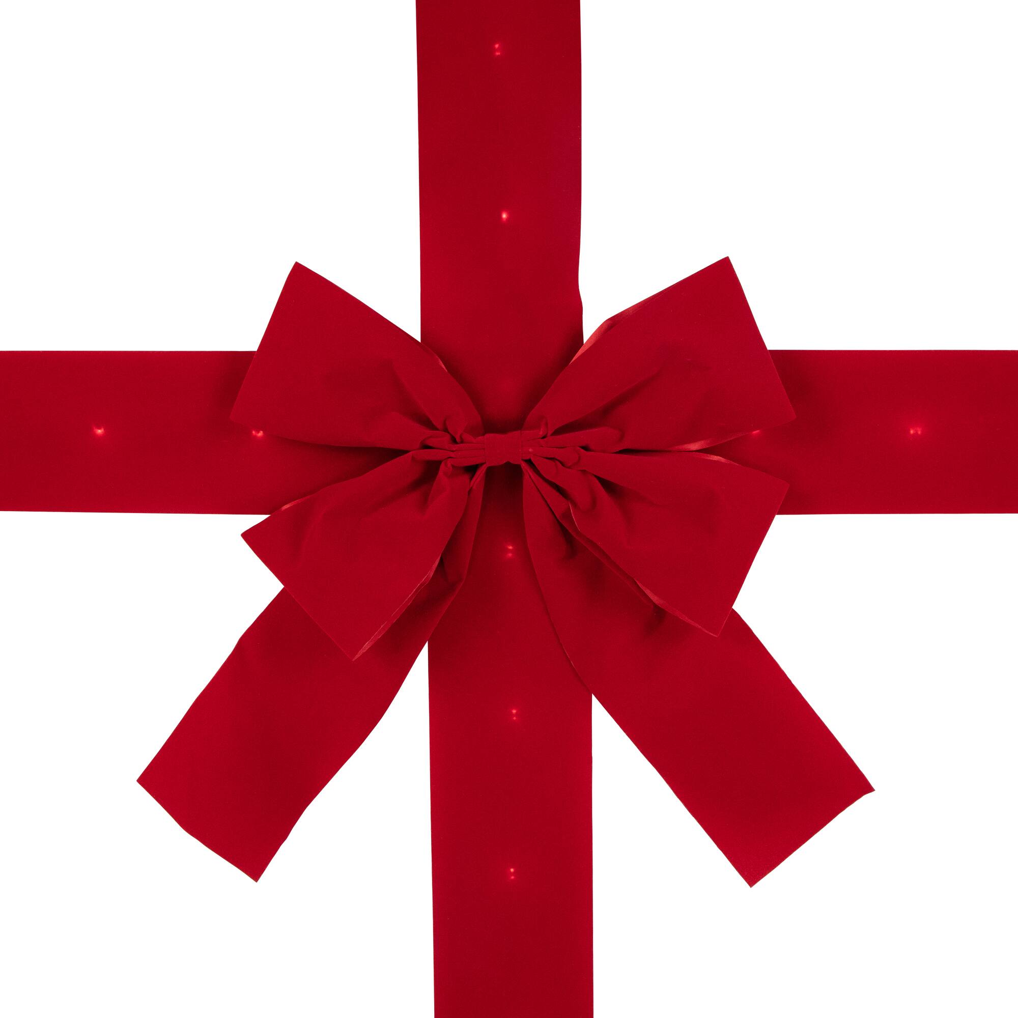 14ft. Pre-Lit Battery Operated Red Velvet Christmas Door Bow