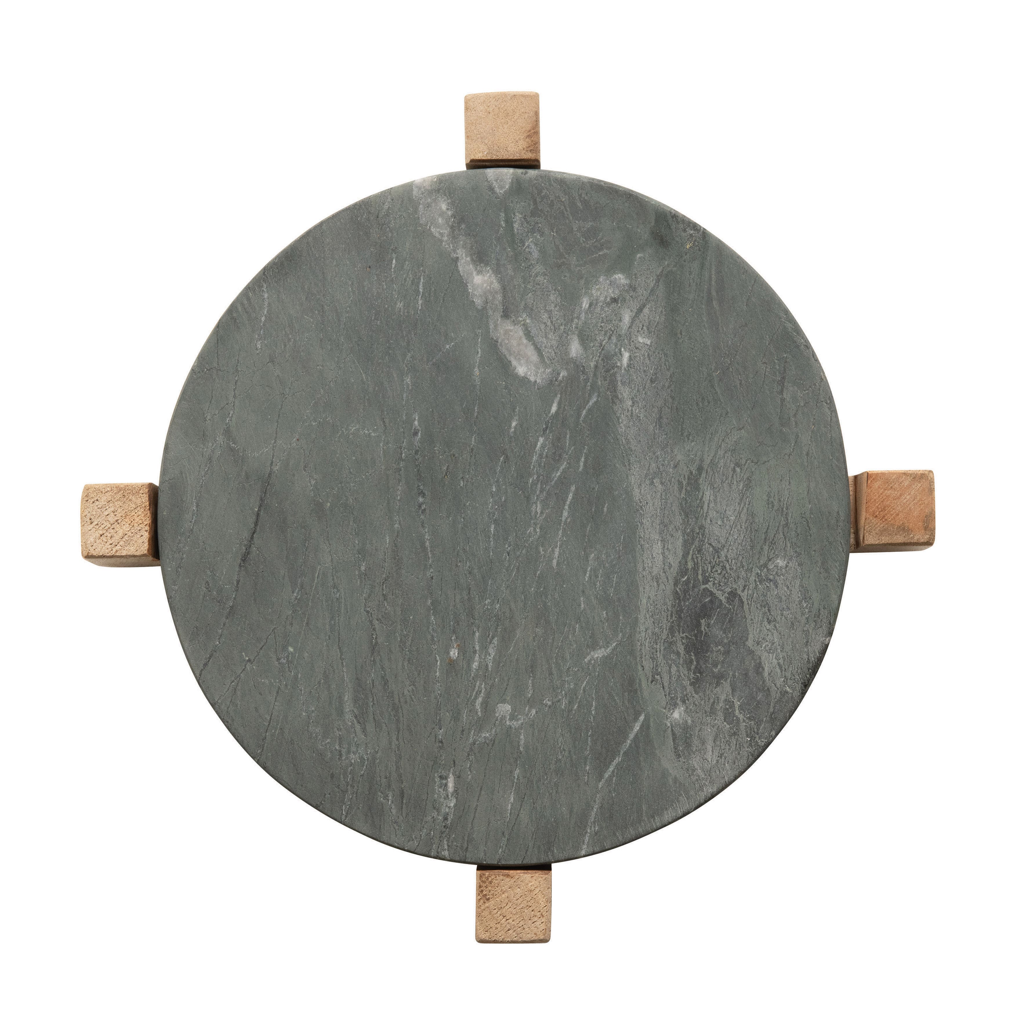 Hello Honey® Black & Natural Marble Serving Board with Mango Wood Stand Set