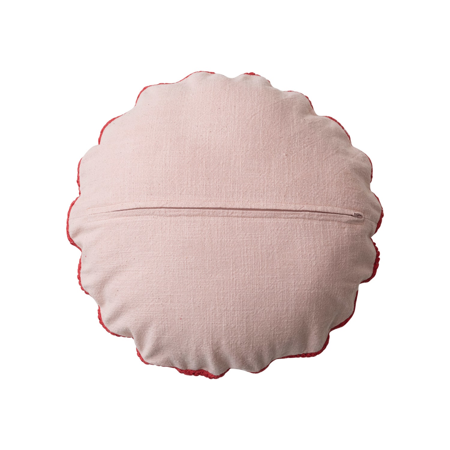 Hello Honey® 18" Pink & Orange Crocheted Pillow with Scalloped Edge