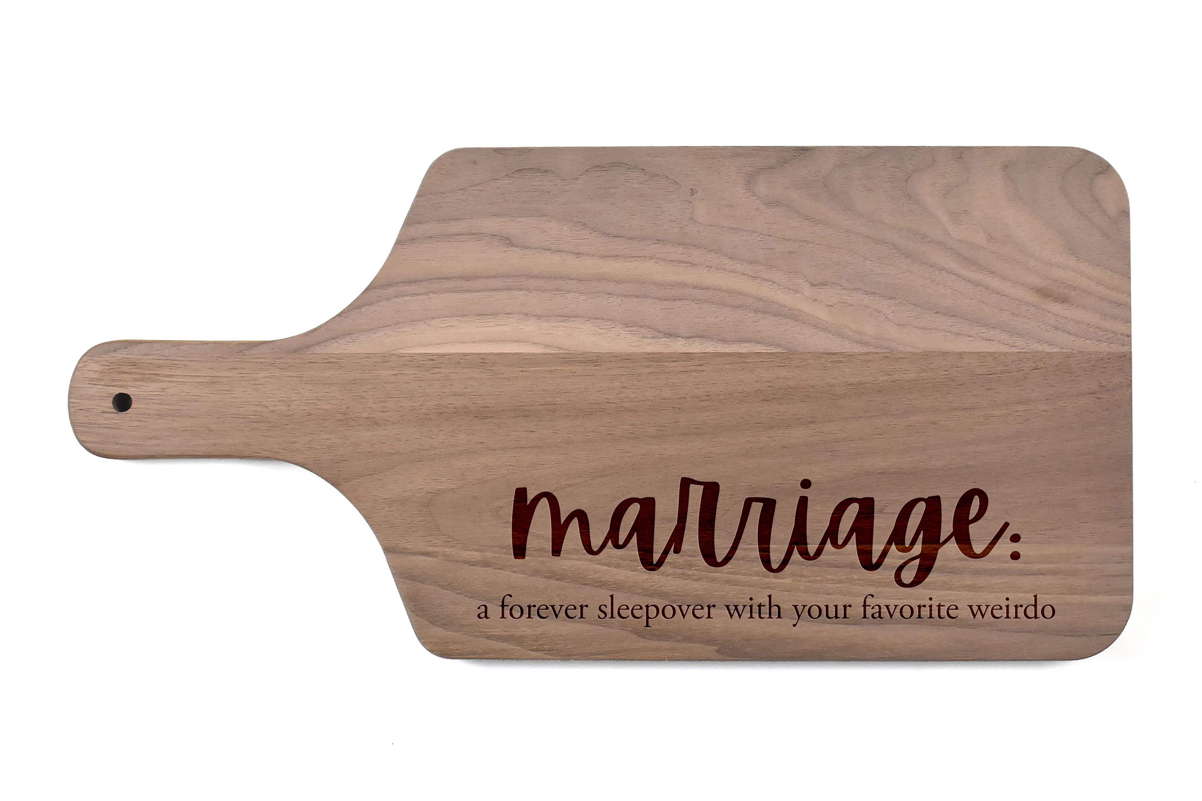 Marriage Definition 17" x 8" Walnut Paddle Cutting Board