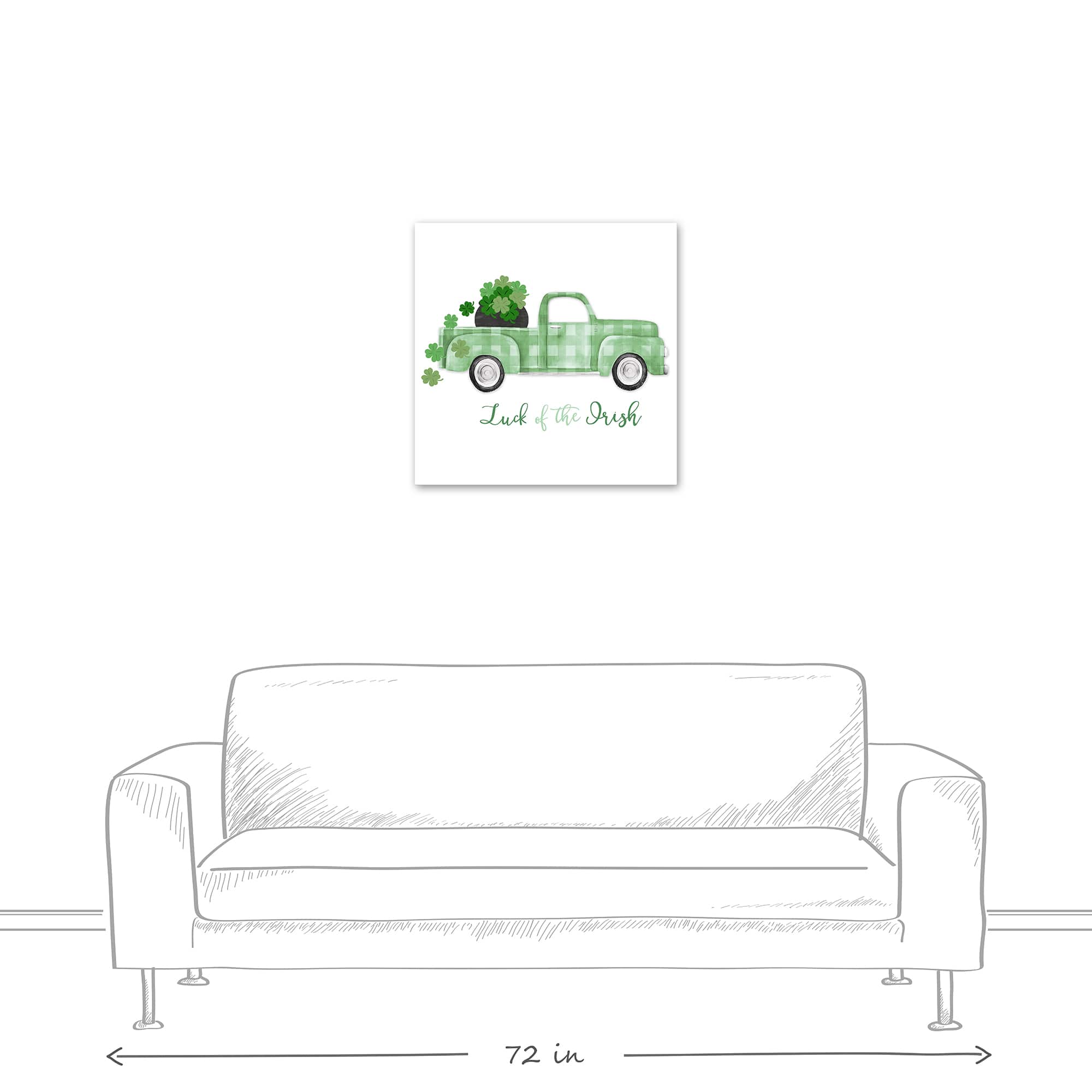 Plaid Green Truck Luck 2 Canvas 24" x 24" Canvas Wall Art
