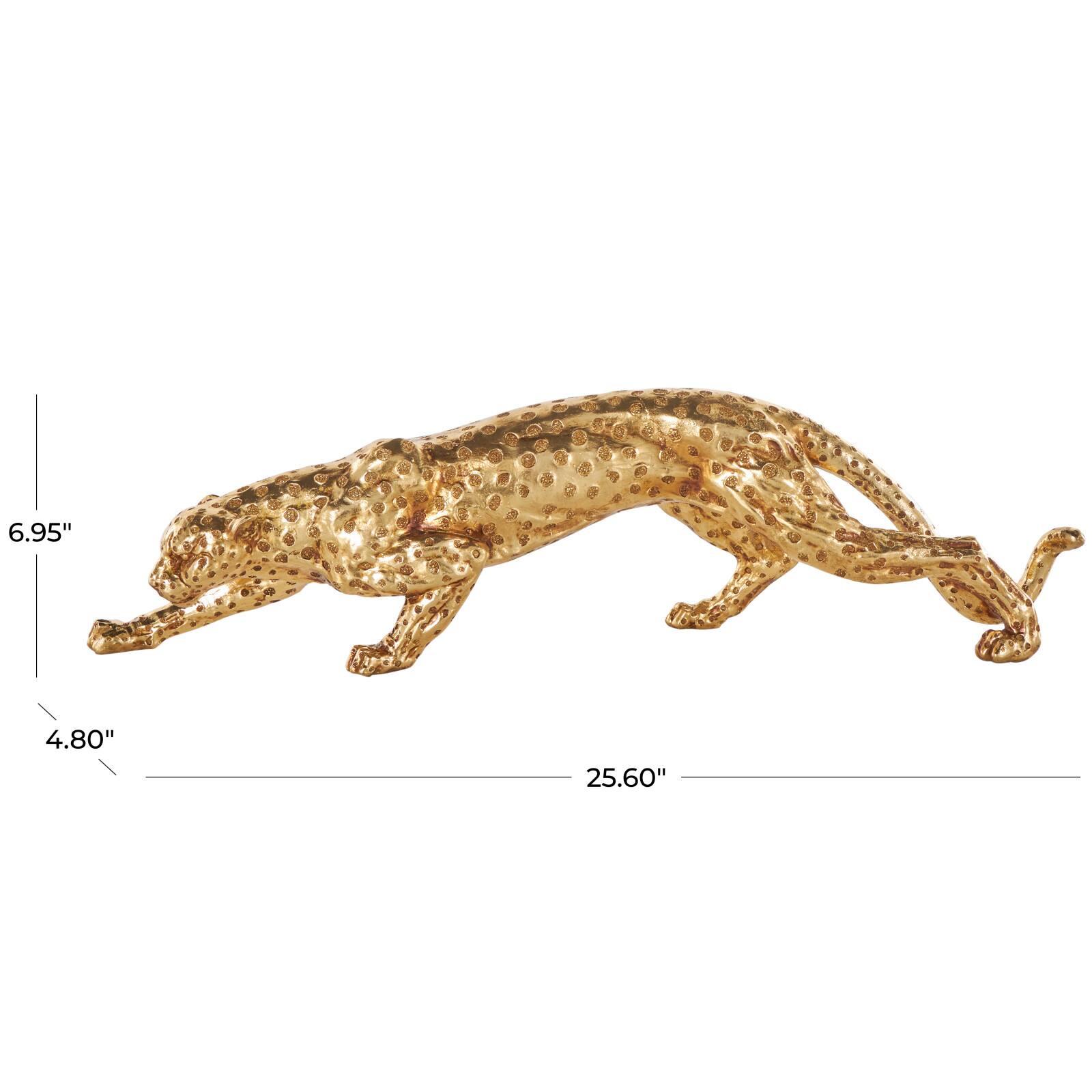 25.5" Gold Leopard Sculpture with Textured Spots