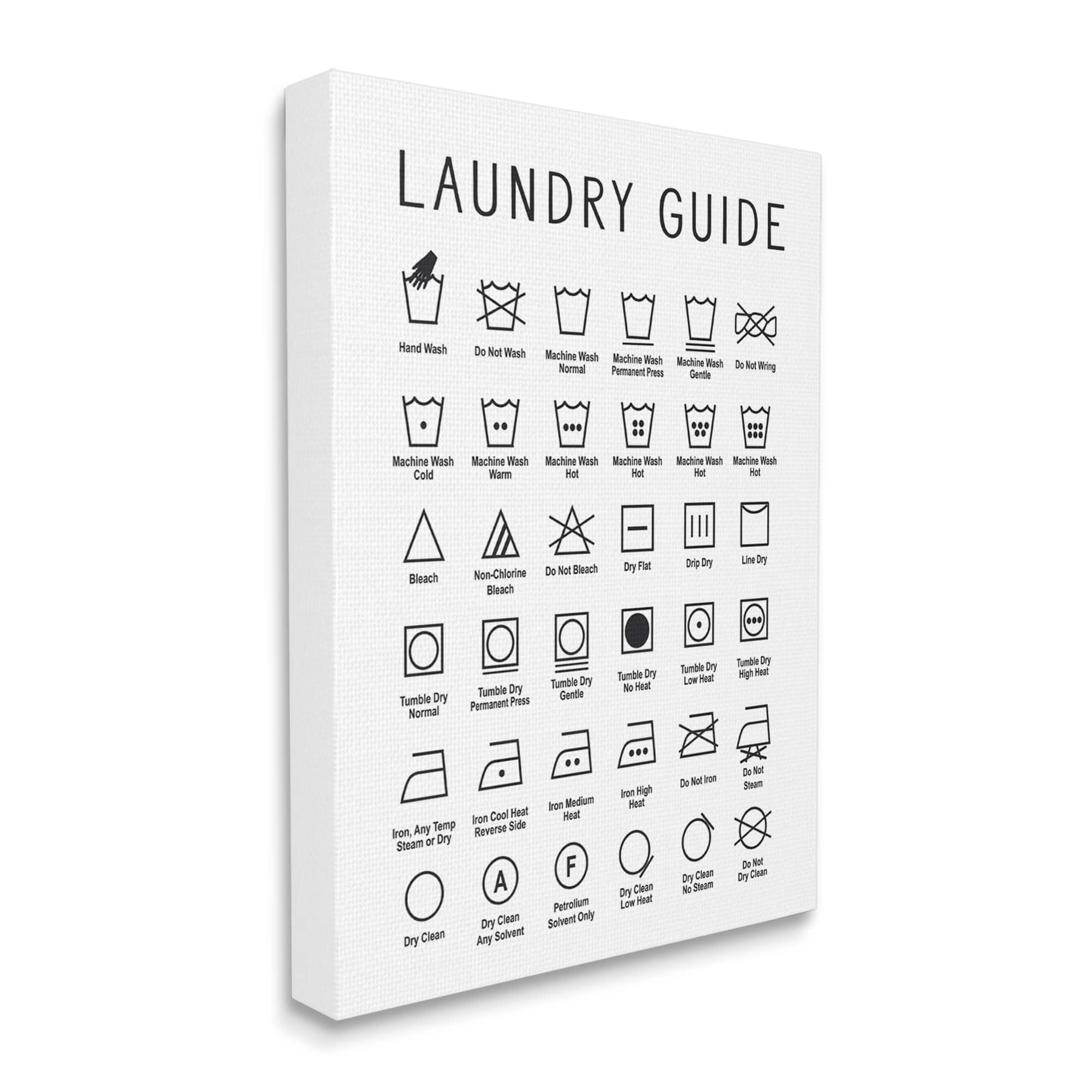 Stupell Industries Minimal Laundry Guide Cleaning Chart Helpful Symbols Canvas Wall Art