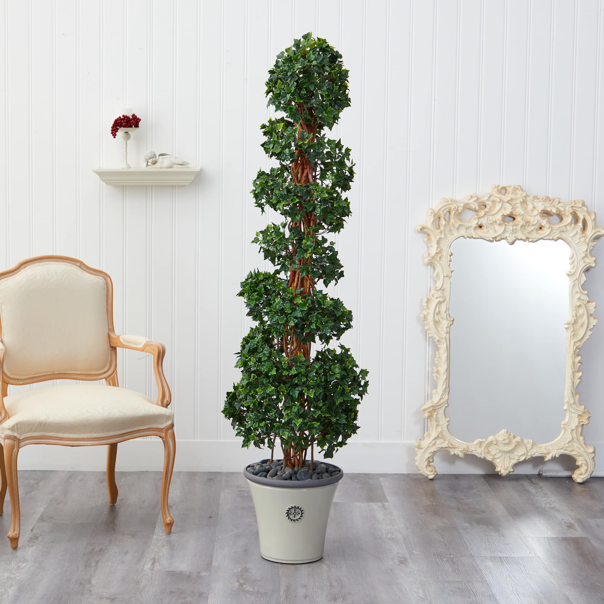 5.6ft. English Ivy Spiral Topiary in Decorative Planter